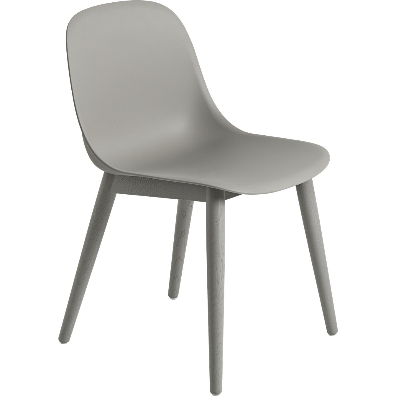 Muuto Fiber Side Stoel houten benen, glasvezelstoel, grijs