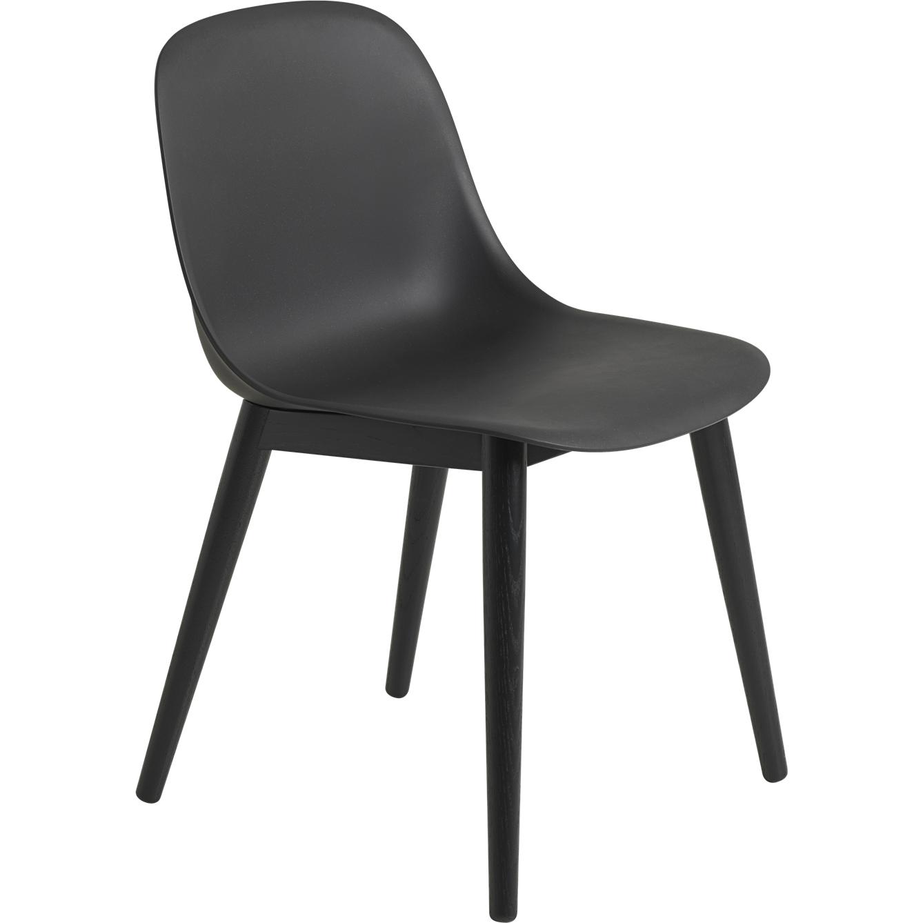 Muuto Fiber Side Silla Pierras de madera, asiento de fibra, negro