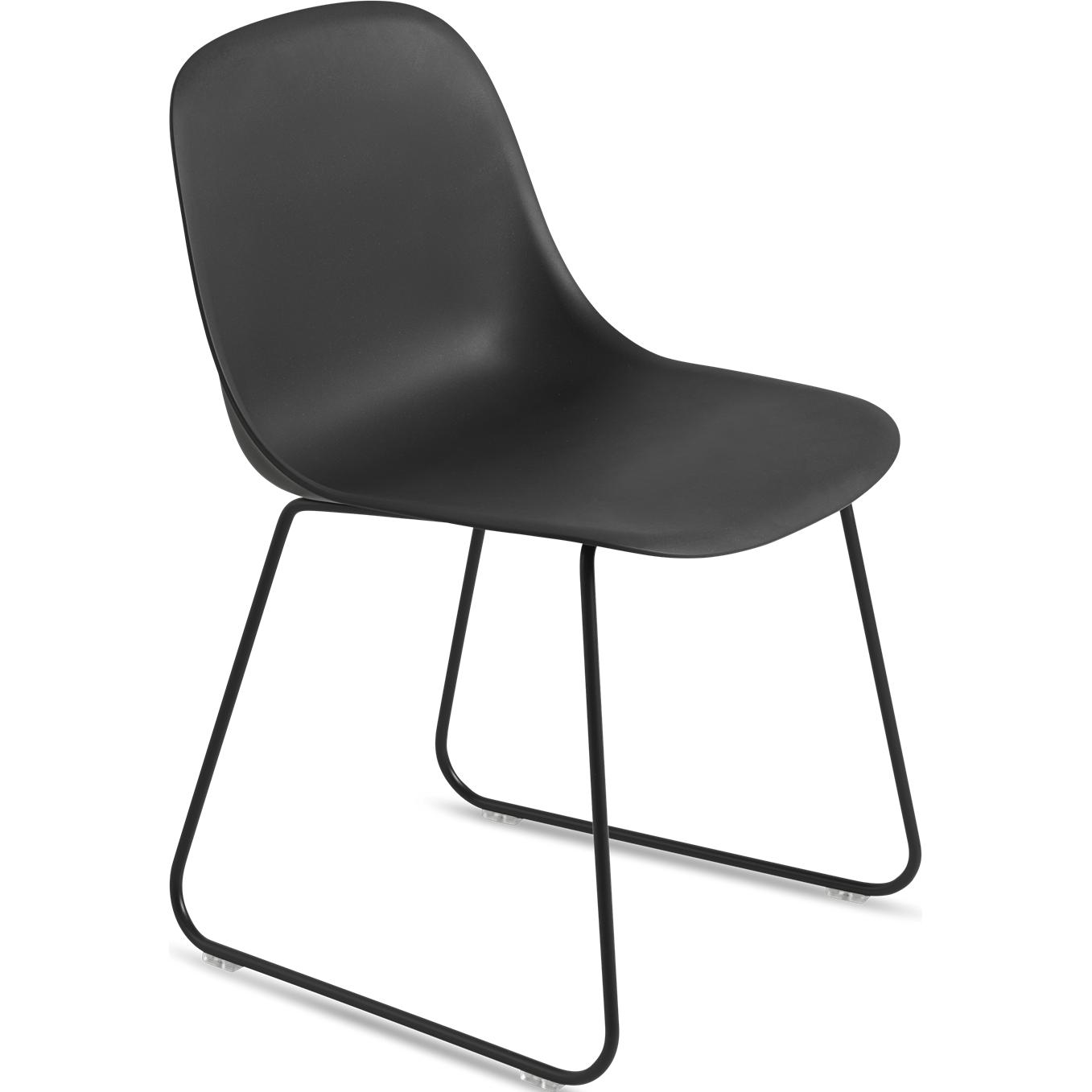 Base de trineo de silla lateral de fibra muuto, asiento de fibra, negro