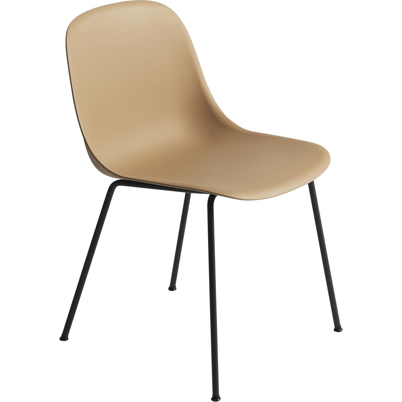 Base de tubo de silla lateral de fibra muuto, asiento de fibra, marrón/negro