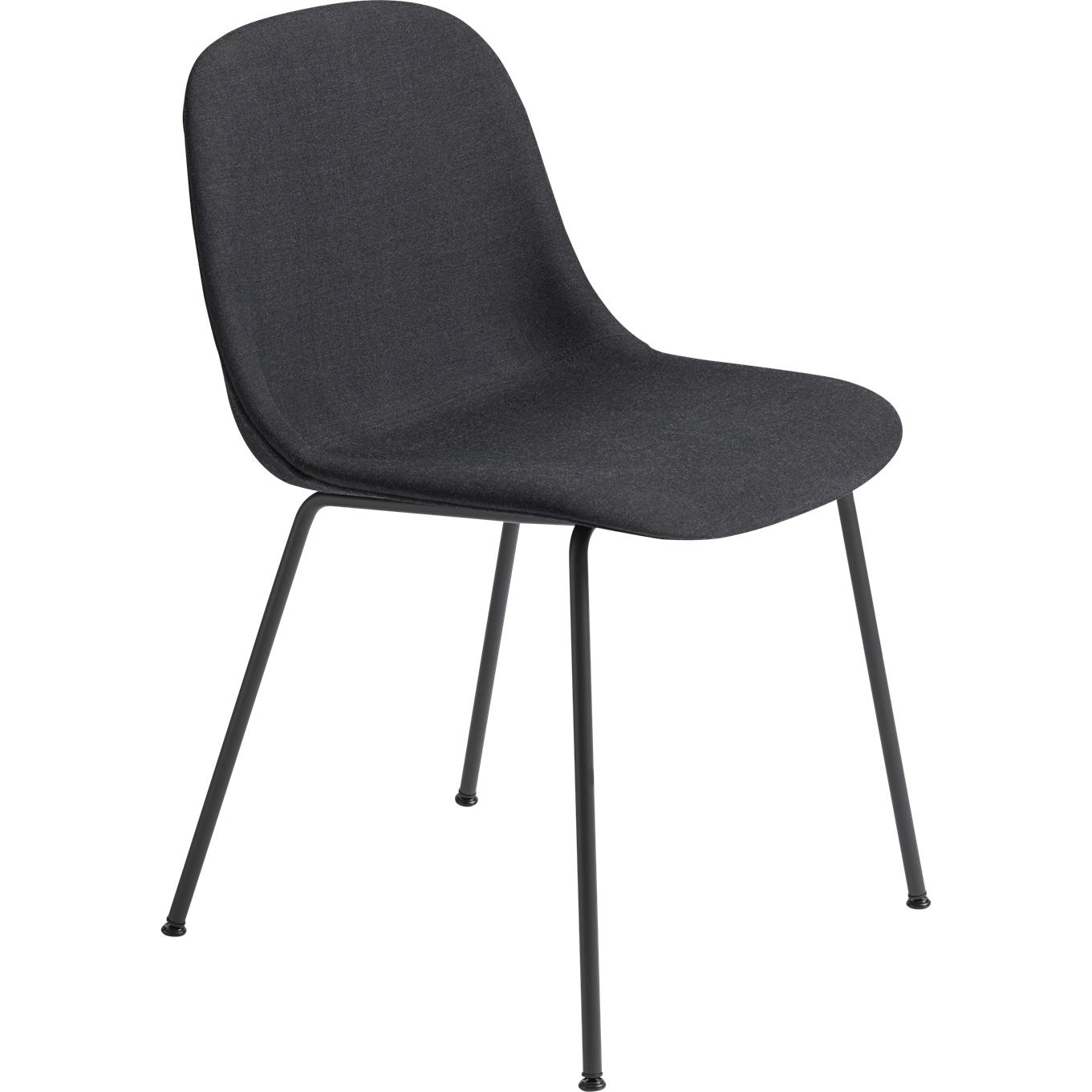 Base de tubo de silla lateral de fibra muuto, asiento de tela, negro