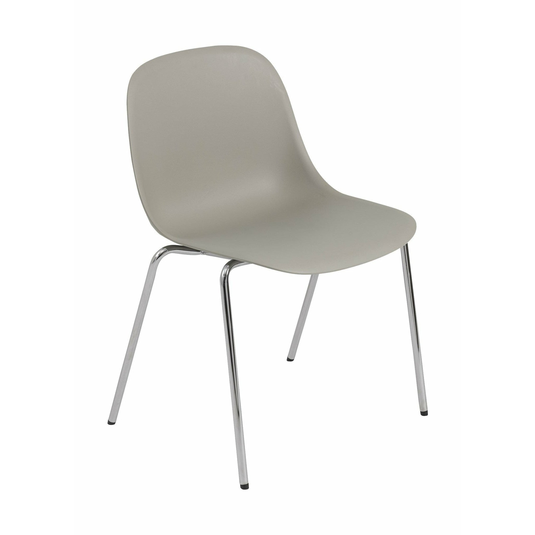 Muuto Fiber Side -stol gjord av återvunnen plast en bas, grå/krom