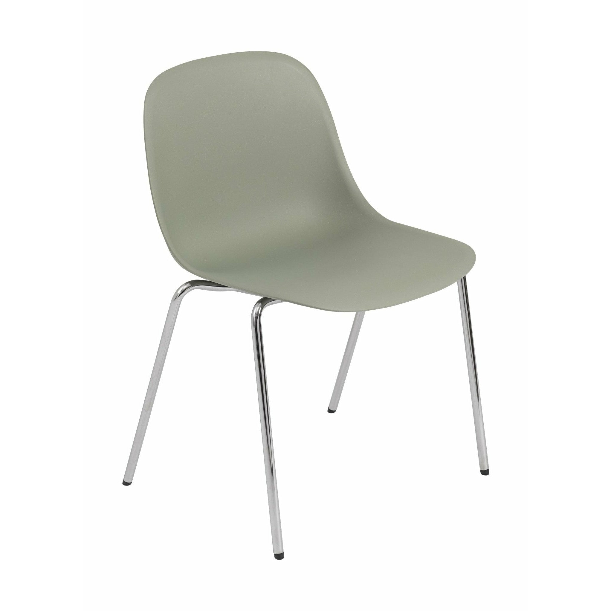 Muuto Fiber Side Chair Made Of Recycled Plastic A Base, Green/Chrome
