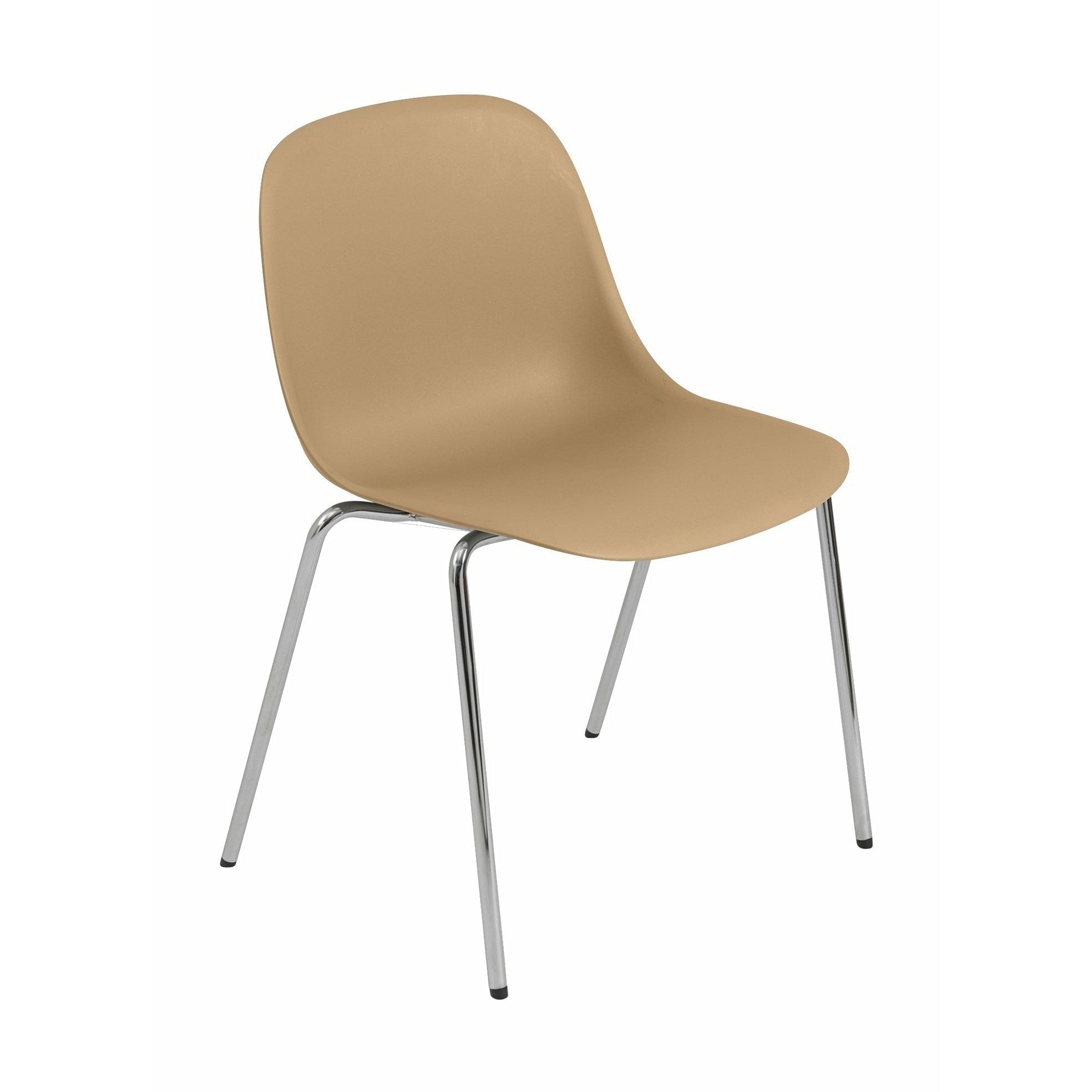 Silla lateral de fibra muuto hecha de plástico reciclado una base, ocre/cromo