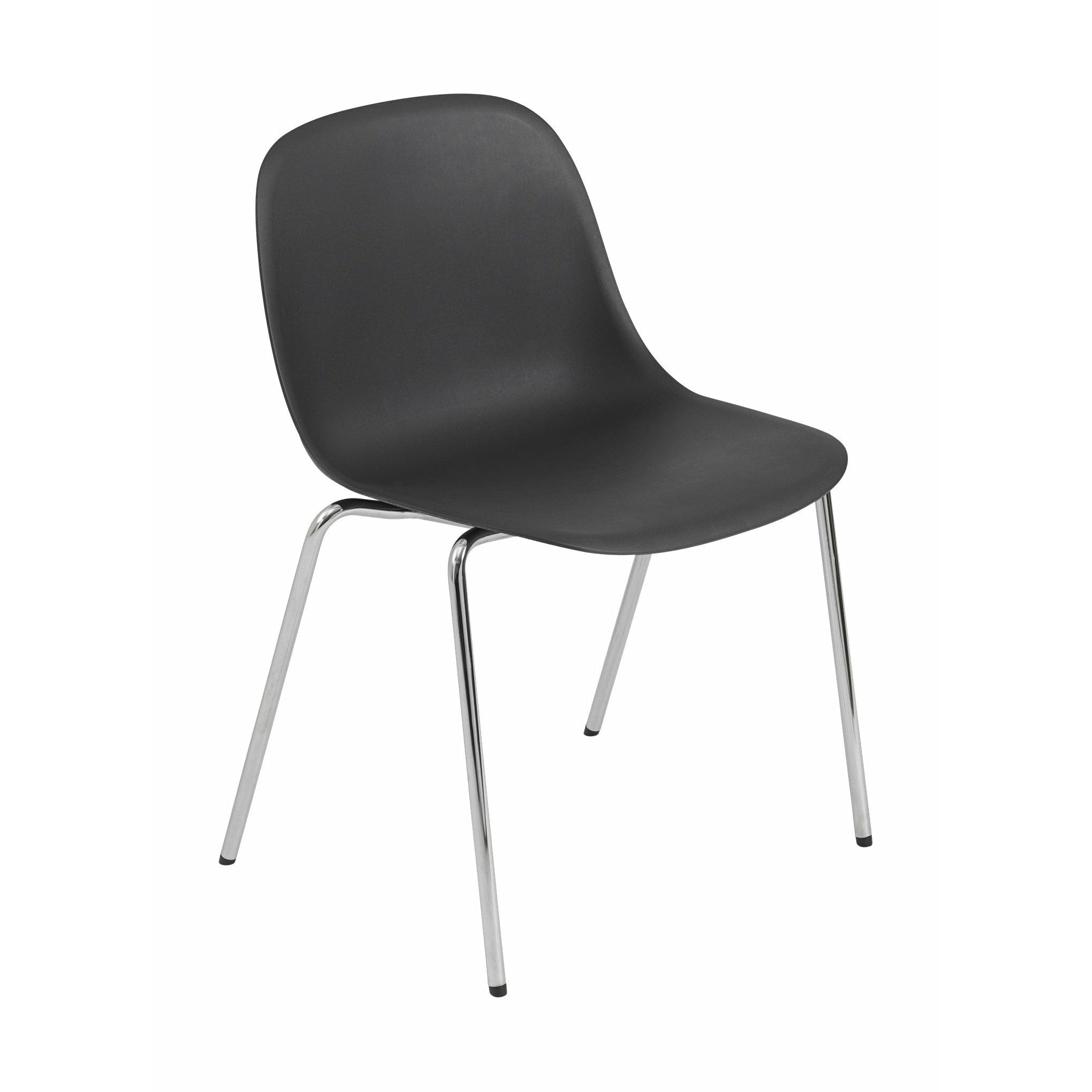 Muuto Fiber Side Chair Made Of Recycled Plastic A Base, Black/Chrome
