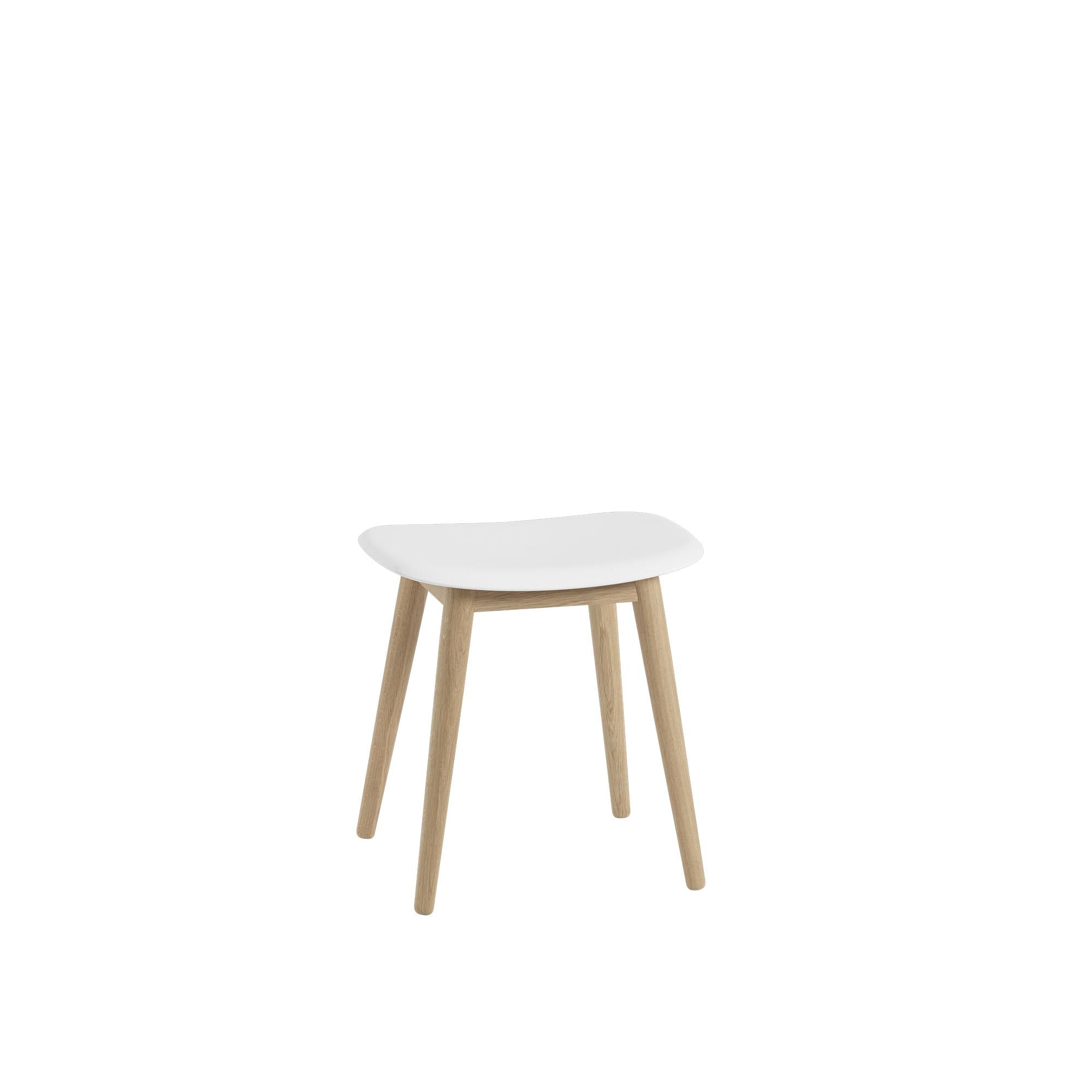Muuto vezel kruk houten benen, vezel/lederen stoel, wit