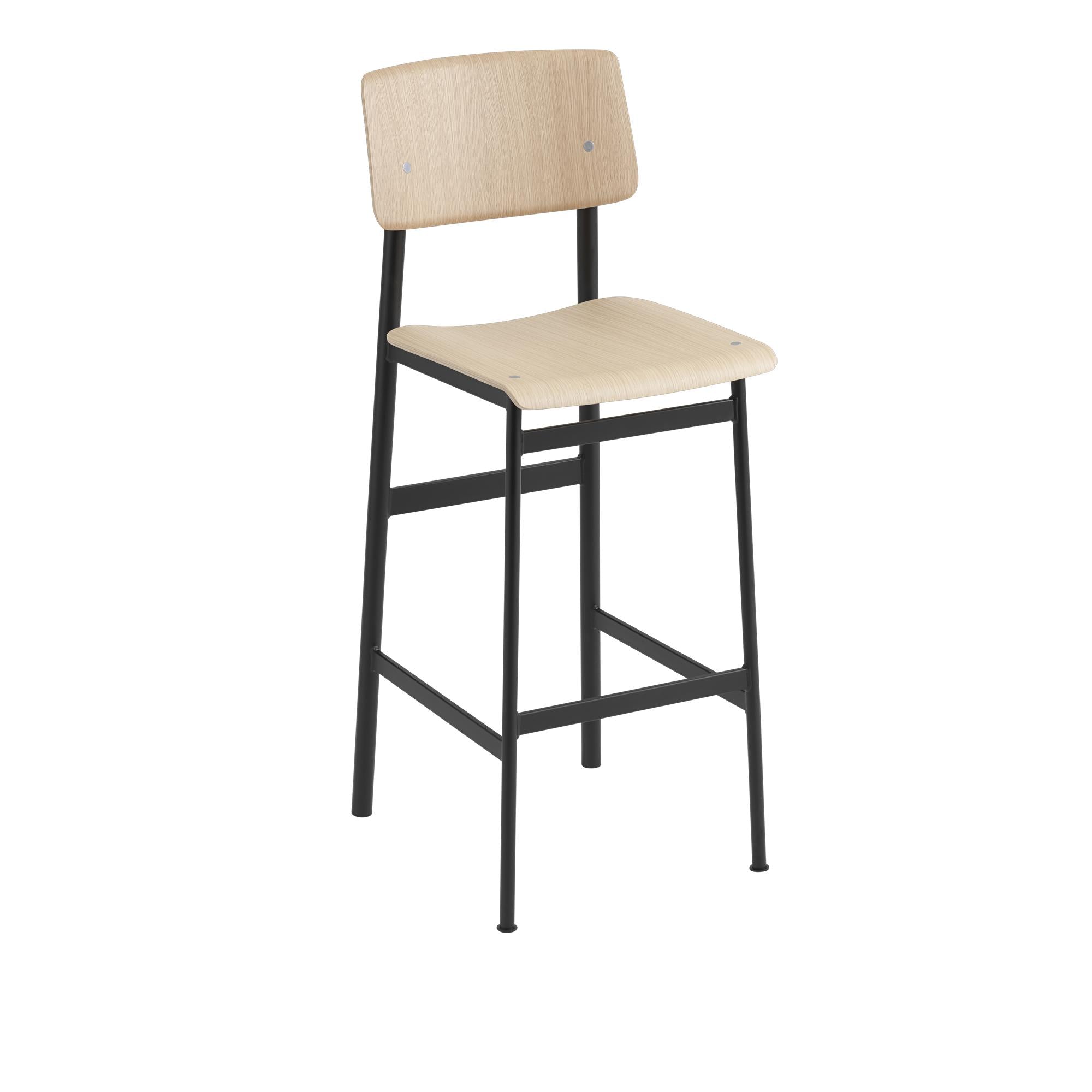 Muuto Loft Bar Chair Oak, H 75 cm, noir / chêne