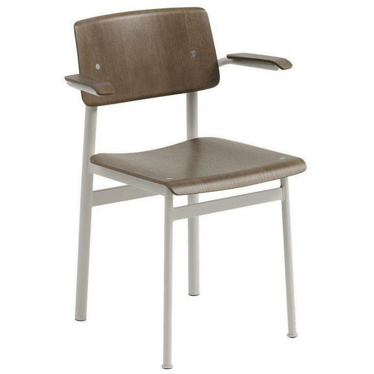 Chaise de loft muuto avec accoudoir, chêne / gris taché brun