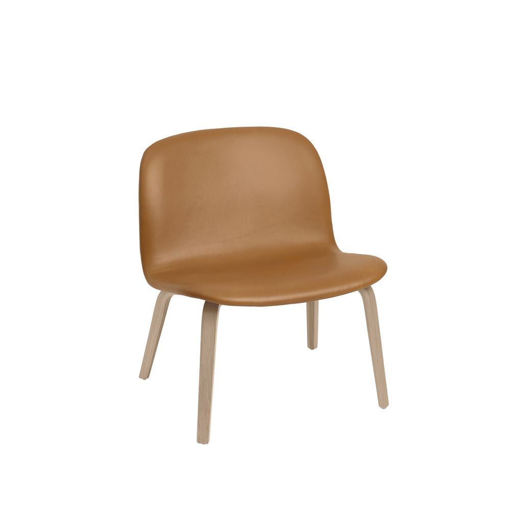 Muuto Visu Lounge sillón de madera, roble/coñac refino cuero