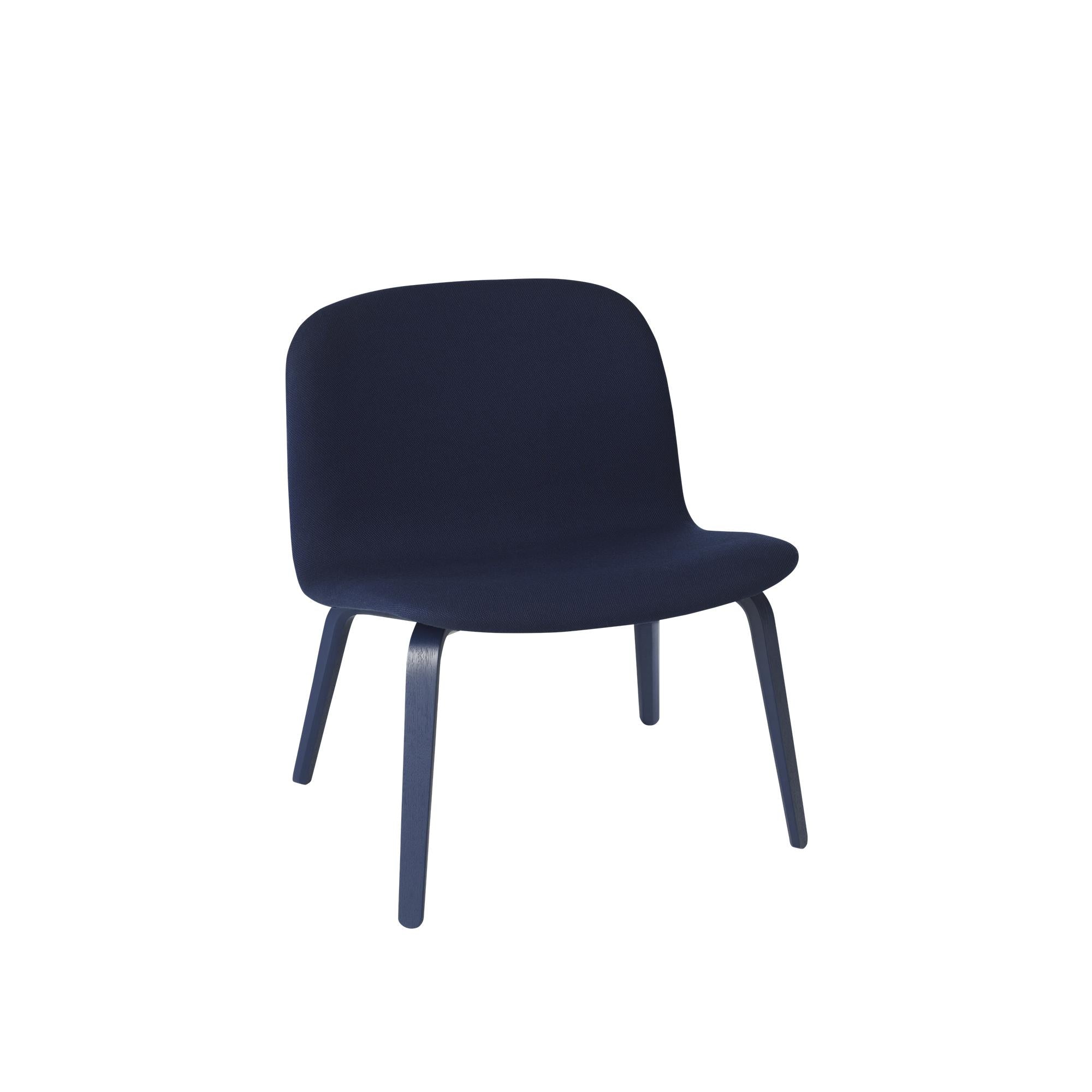 Muuto Visu Lounge Chair Wooden Legs, Fabric Seat, Dark Blue