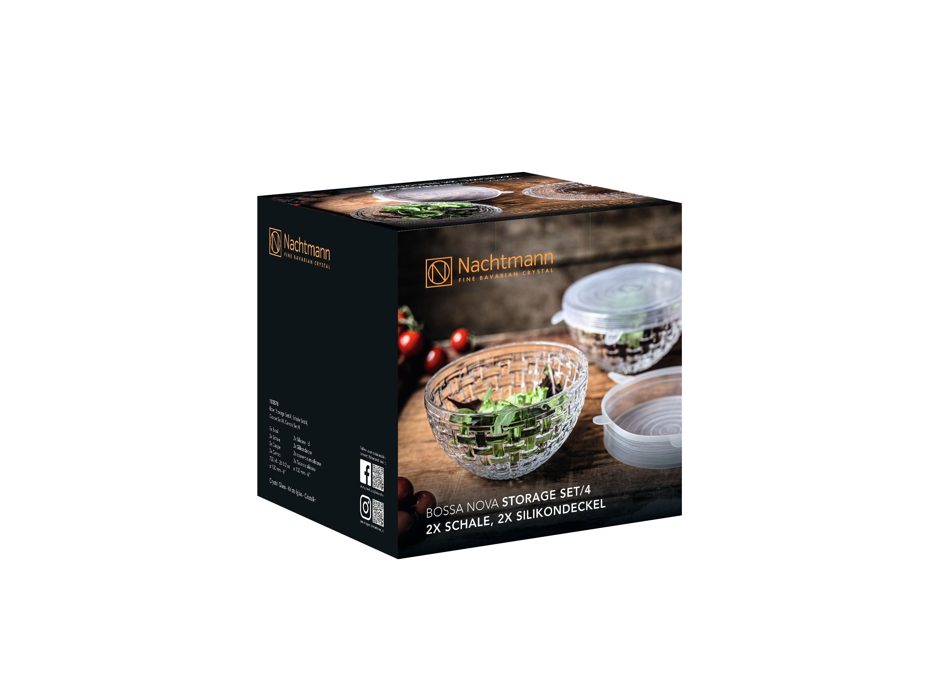 Nachtmann Bossa Nova Bowls con tapas de silicona 15 cm, juego de 4