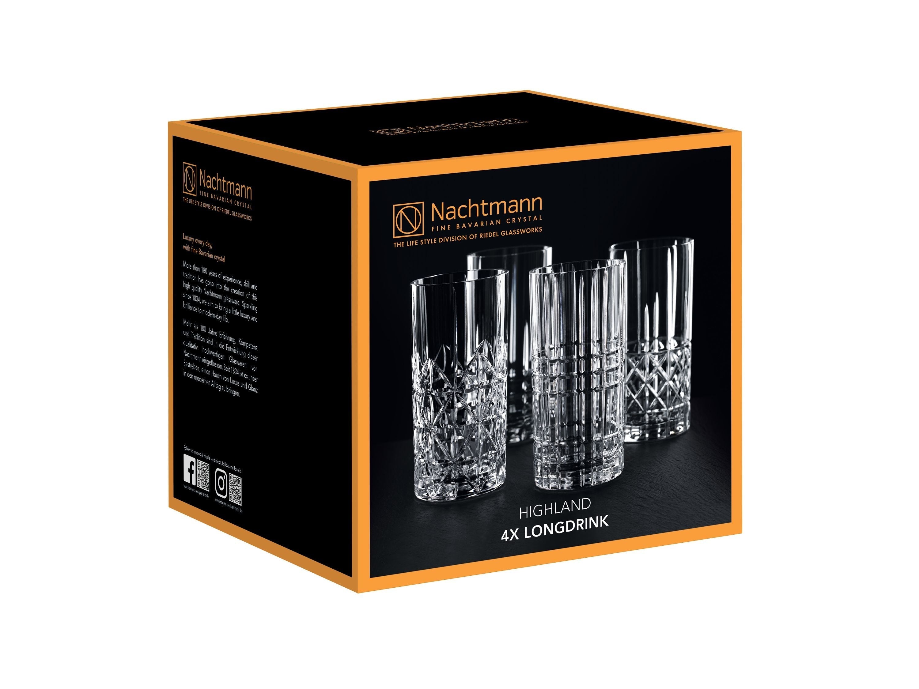 Nachtmann Highland Long Drink Glass 445 ml, conjunto de 4