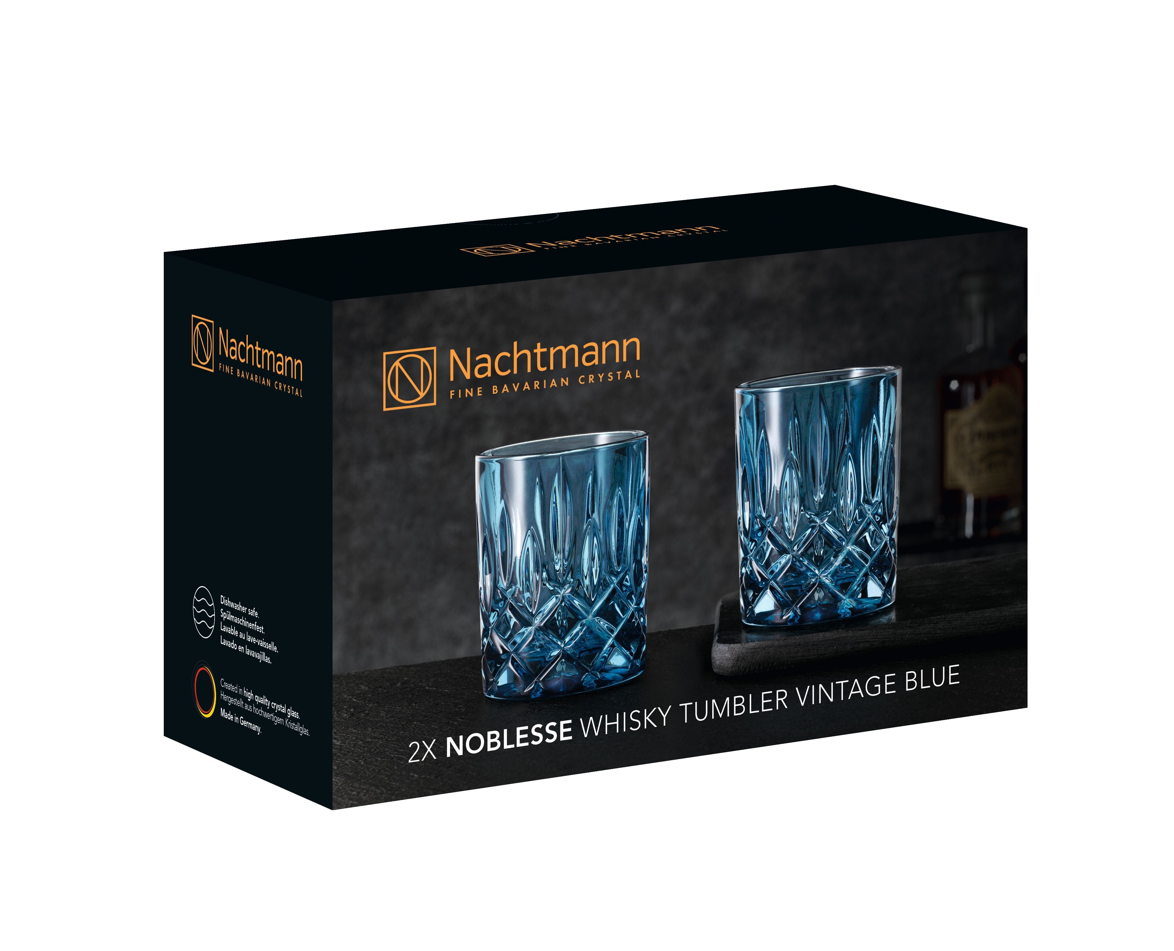 Nachtmann noblesse whisky glas vintage blå 295 ml, sæt på 2