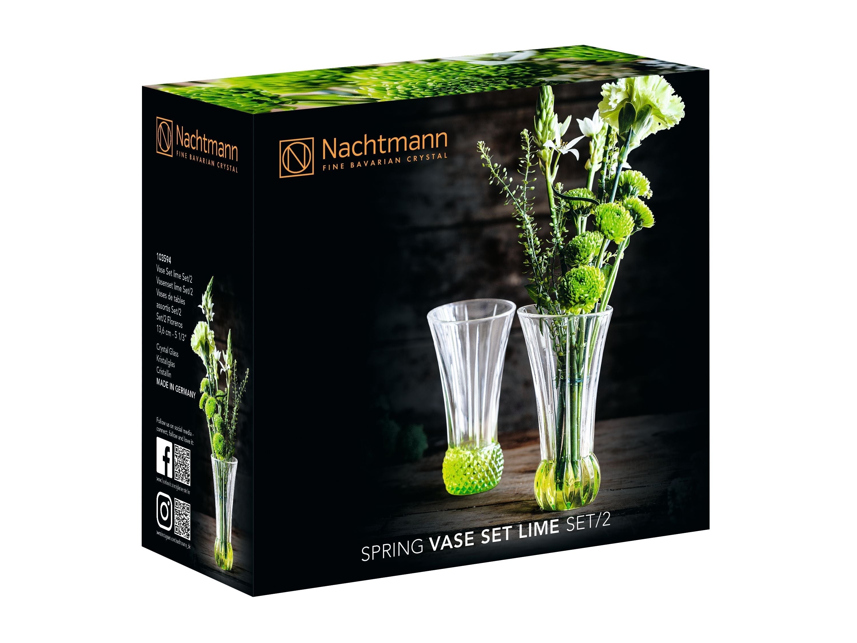 Nachtmann Spring Table Vases Lime, Sæt på 2