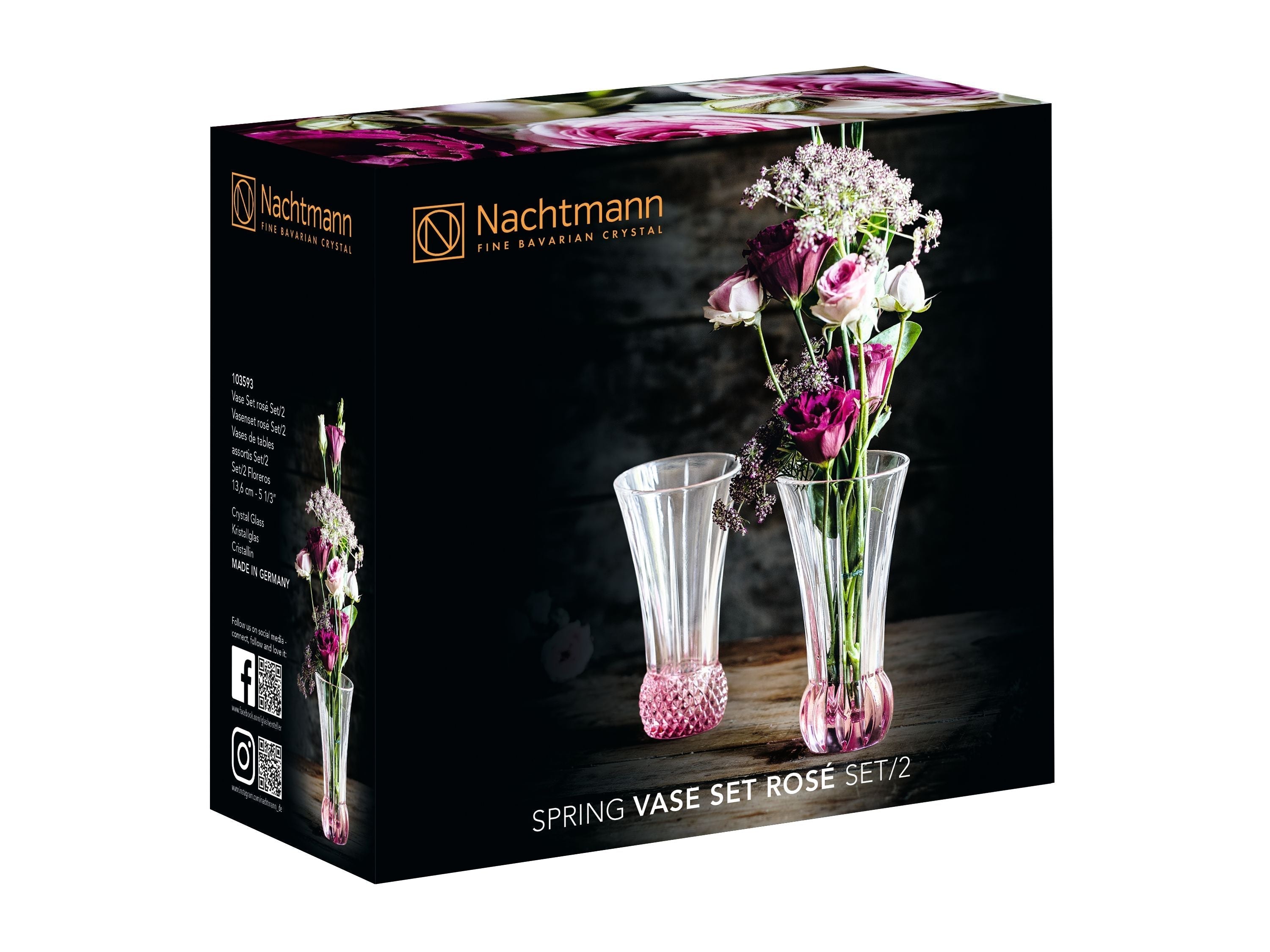 Nachtmann Spring Table Vases Rosè, ensemble de 2