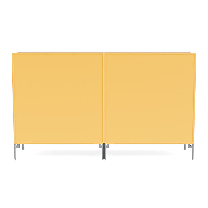 Montana Paar klassisches Sideboard mit Beinen, Acacia/Matt Chrom