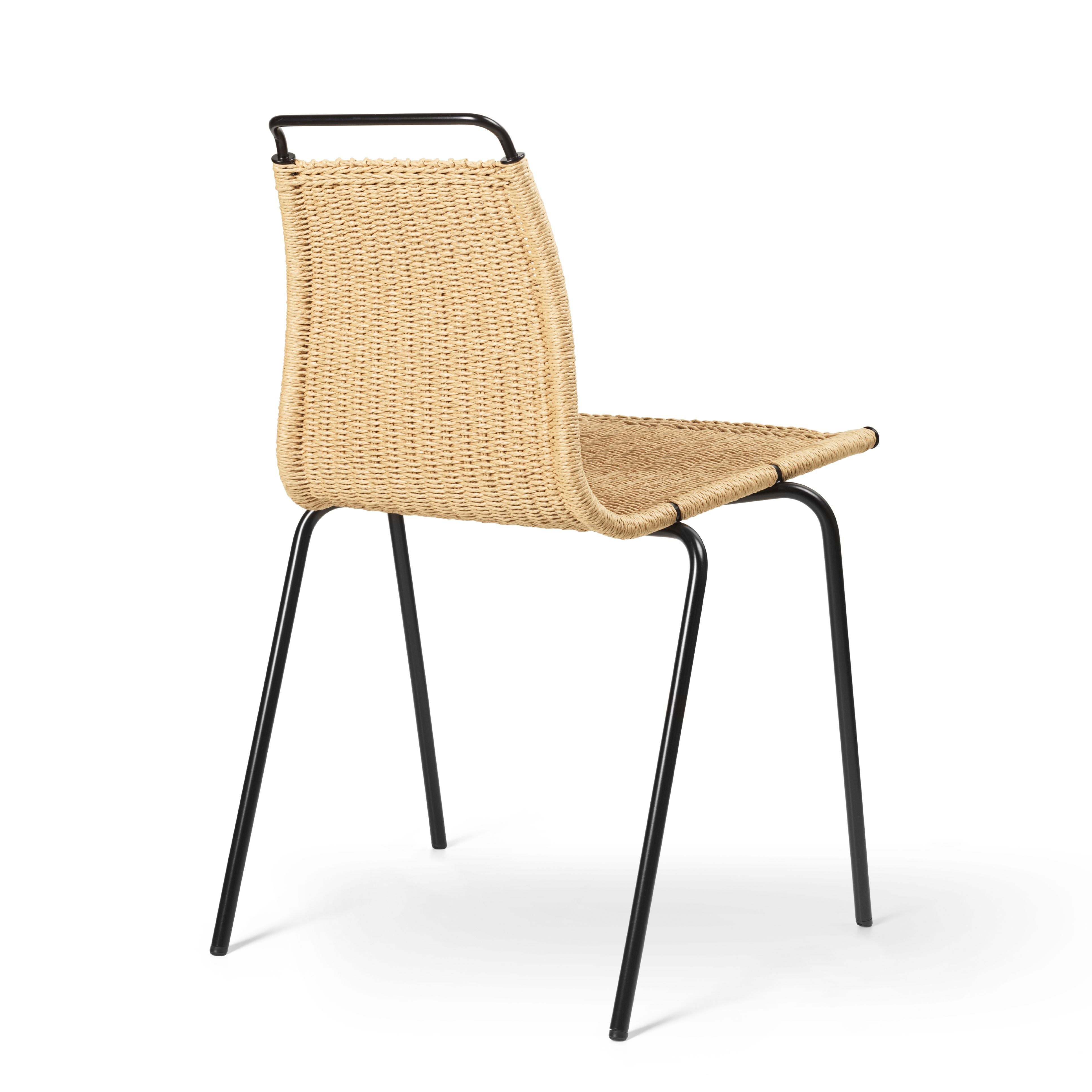 Carl Hansen PK1 -stol, svart pulverbelagd stål/naturligt papperskabel