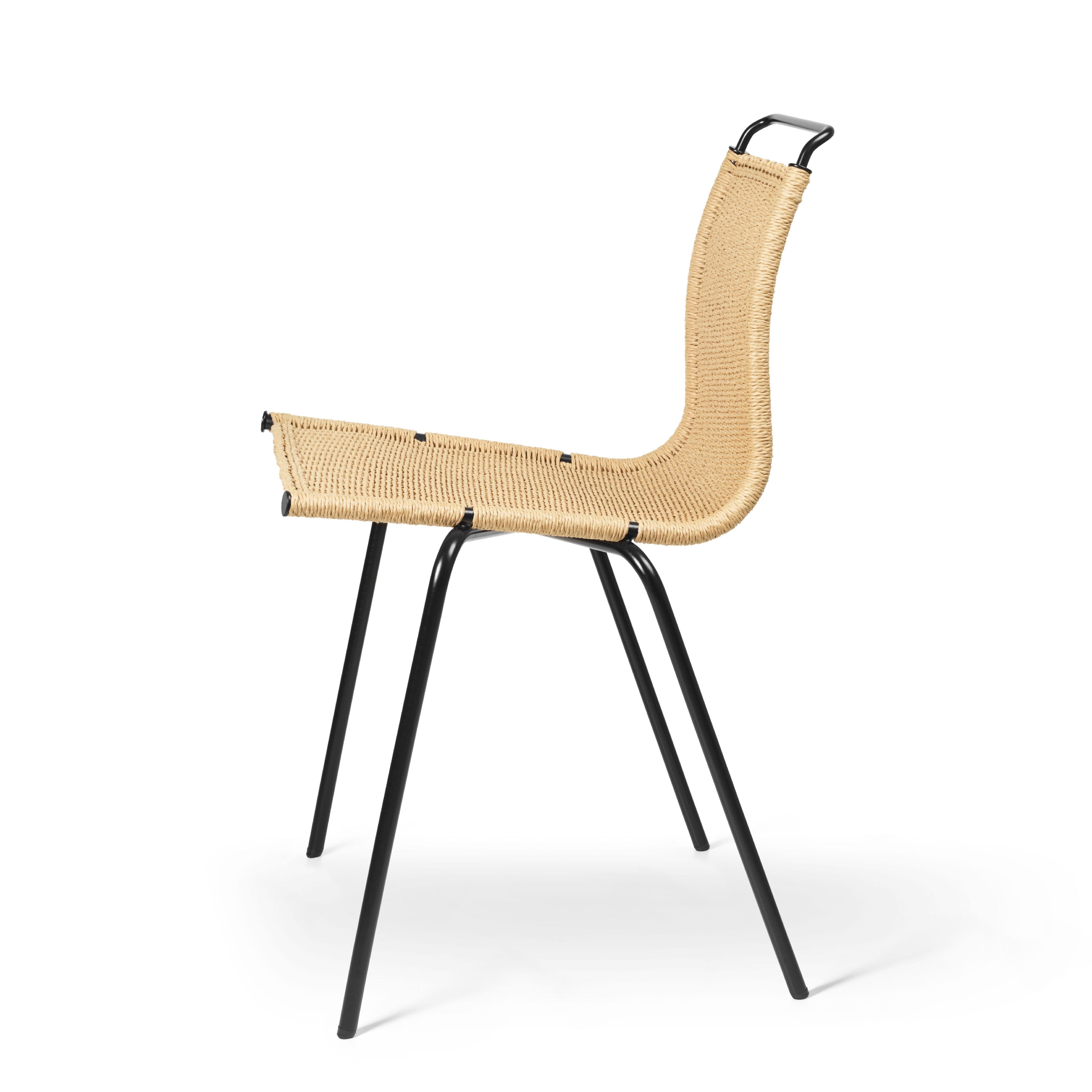 Carl Hansen PK1 -stol, svart pulverbelagd stål/naturligt papperskabel