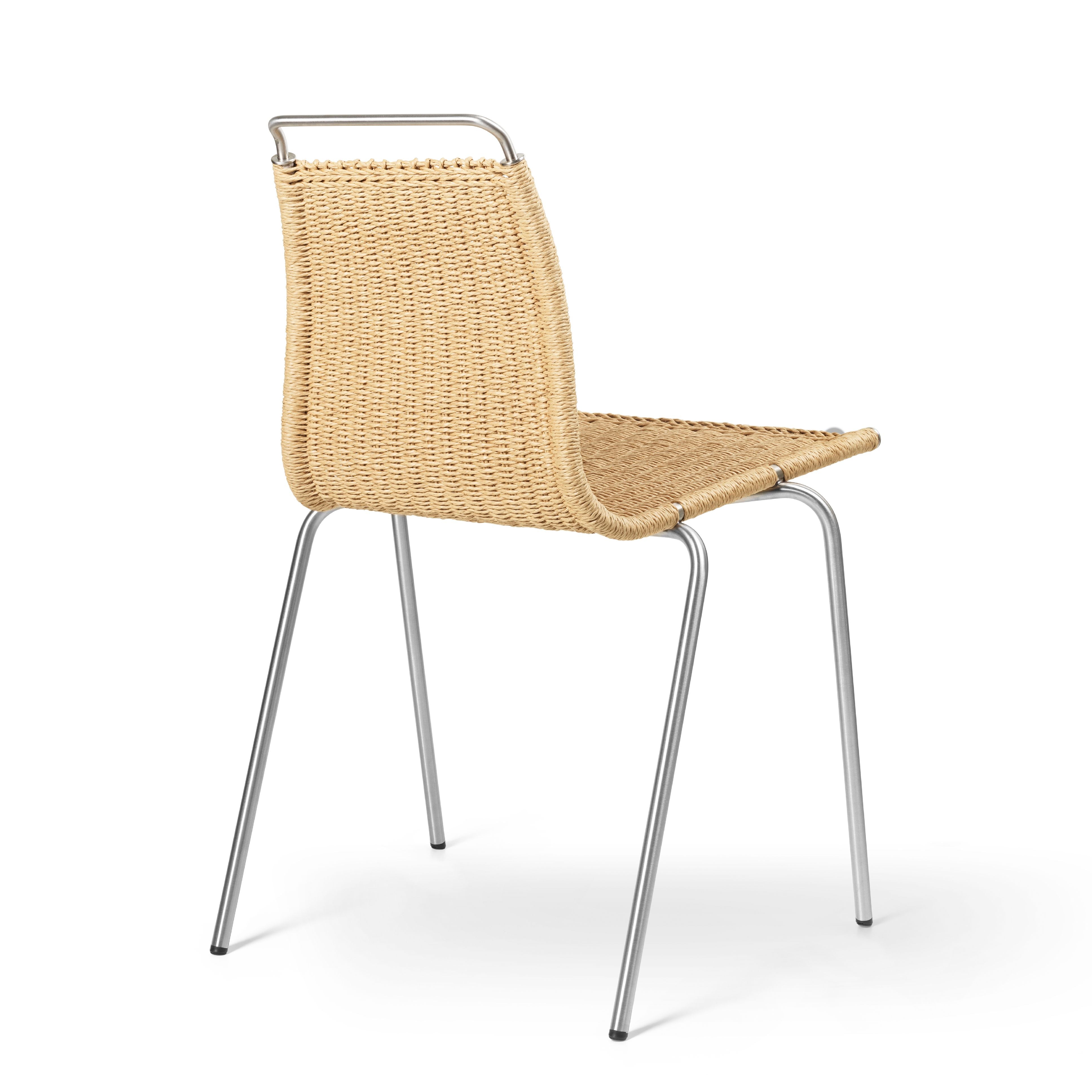 Carl Hansen PK1 stol, rustfrit børstet stål/naturlig papirledning