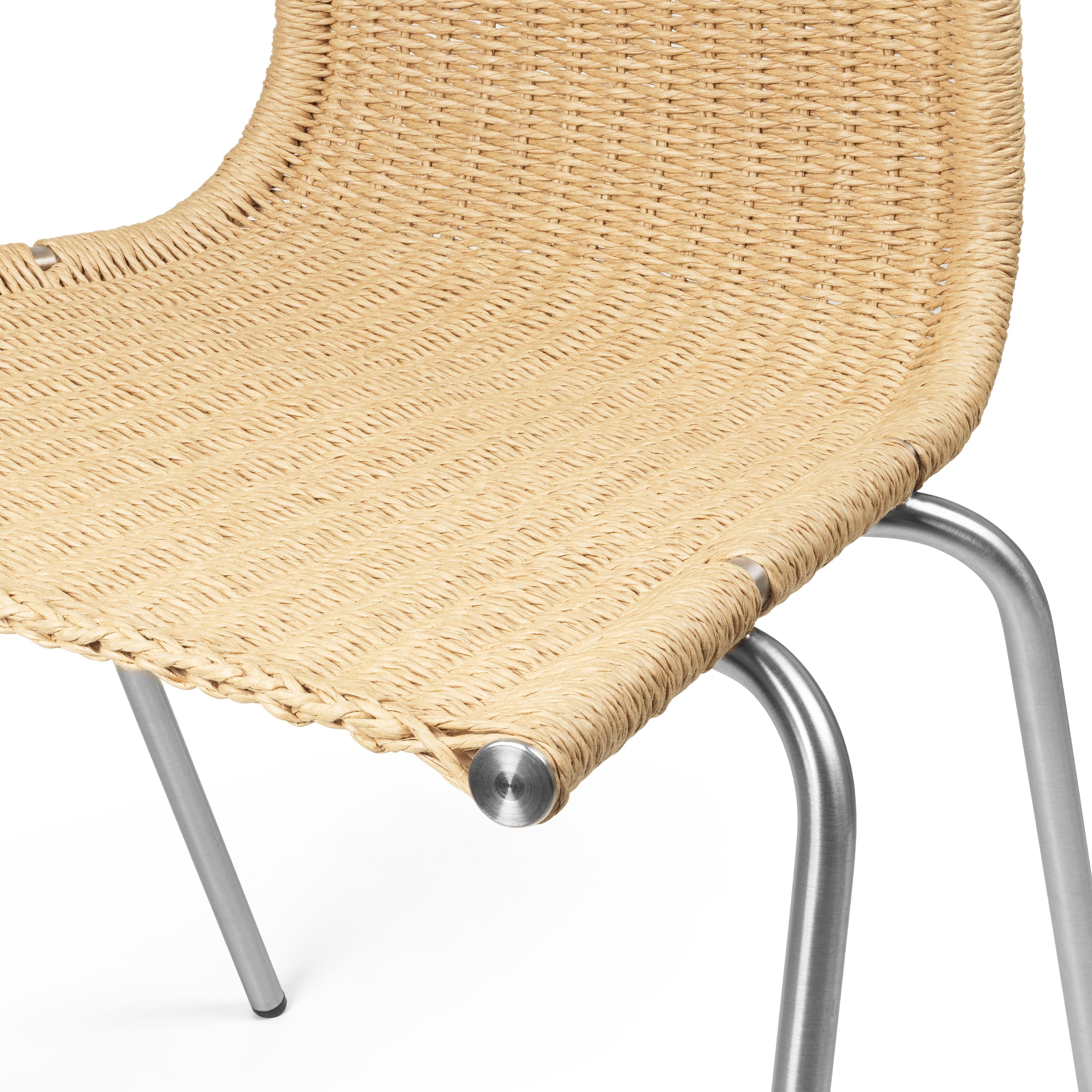 Carl Hansen PK1 stol, rustfrit børstet stål/naturlig papirledning