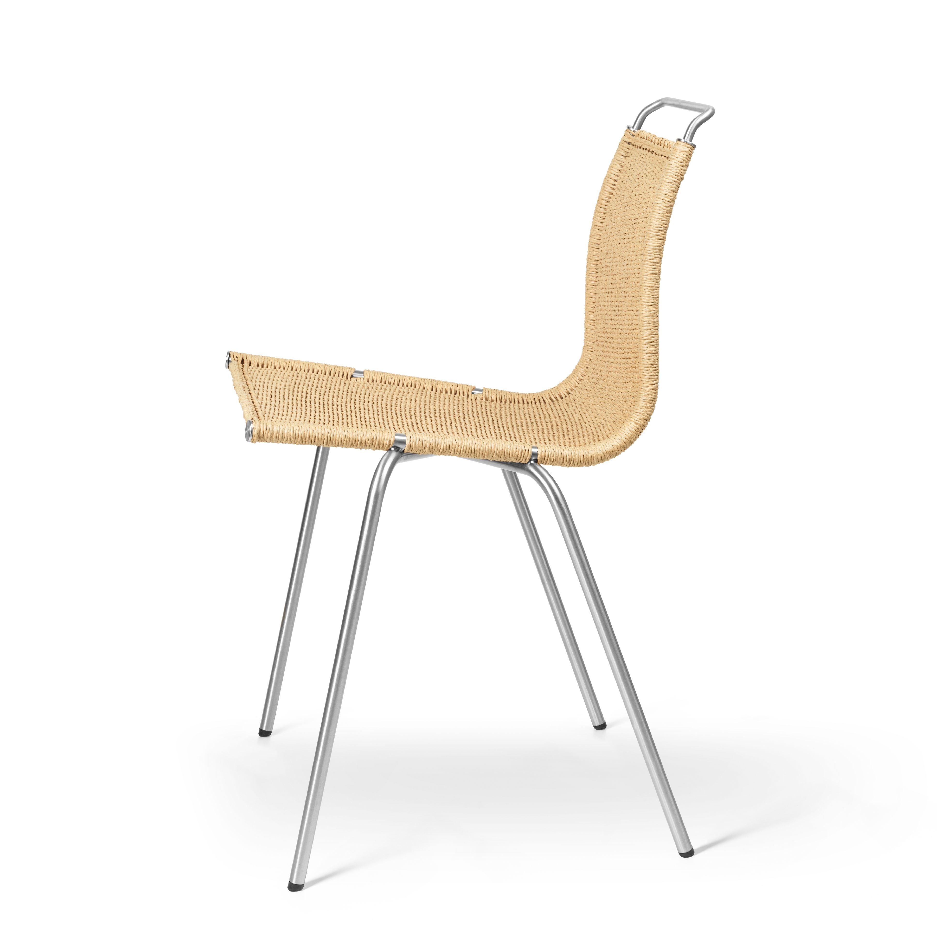 Carl Hansen PK1 stol, rustfrit børstet stål/naturlig papirledning
