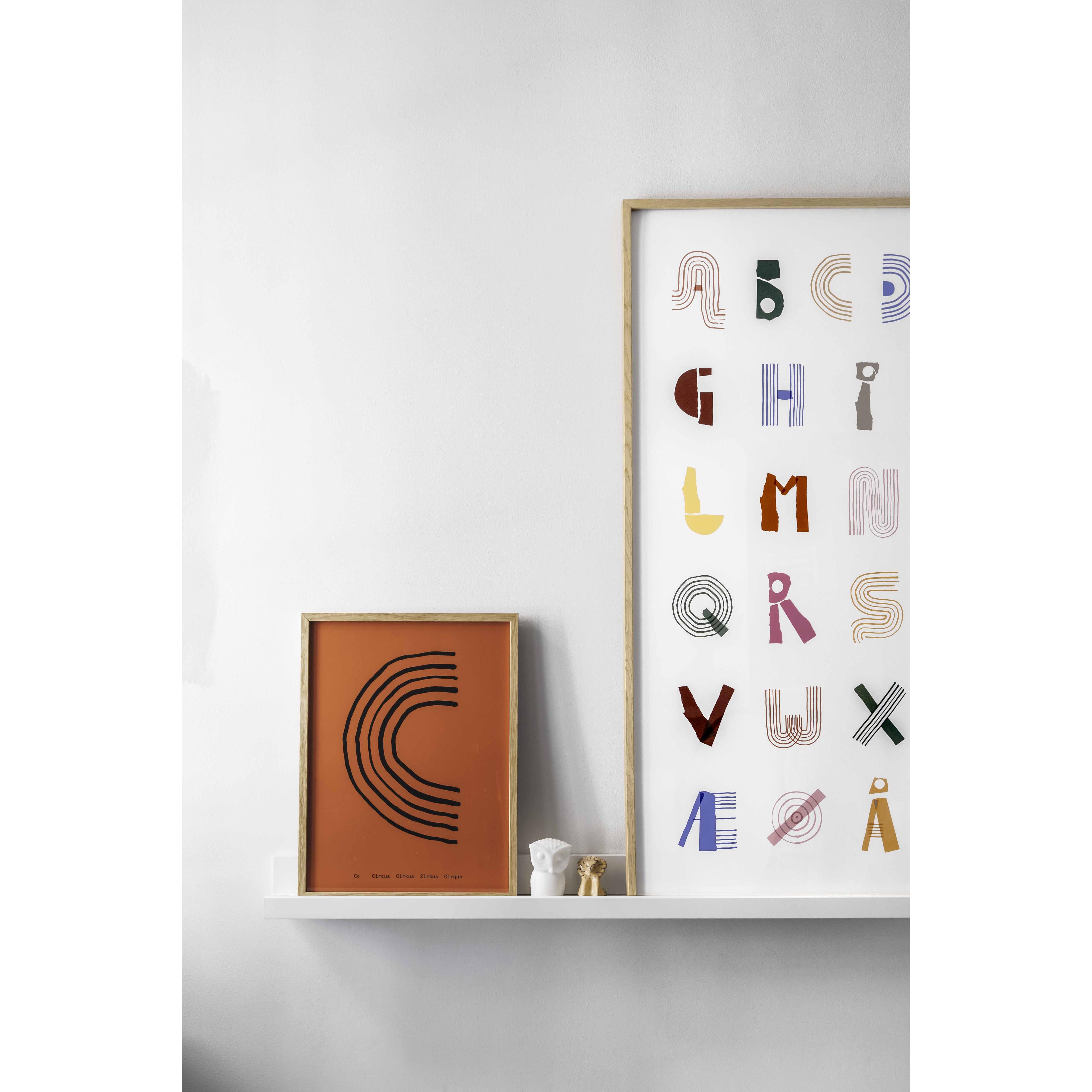 Papirkollektiv alfabetspaghetti DK -plakat 50x70 cm, flerfarvet
