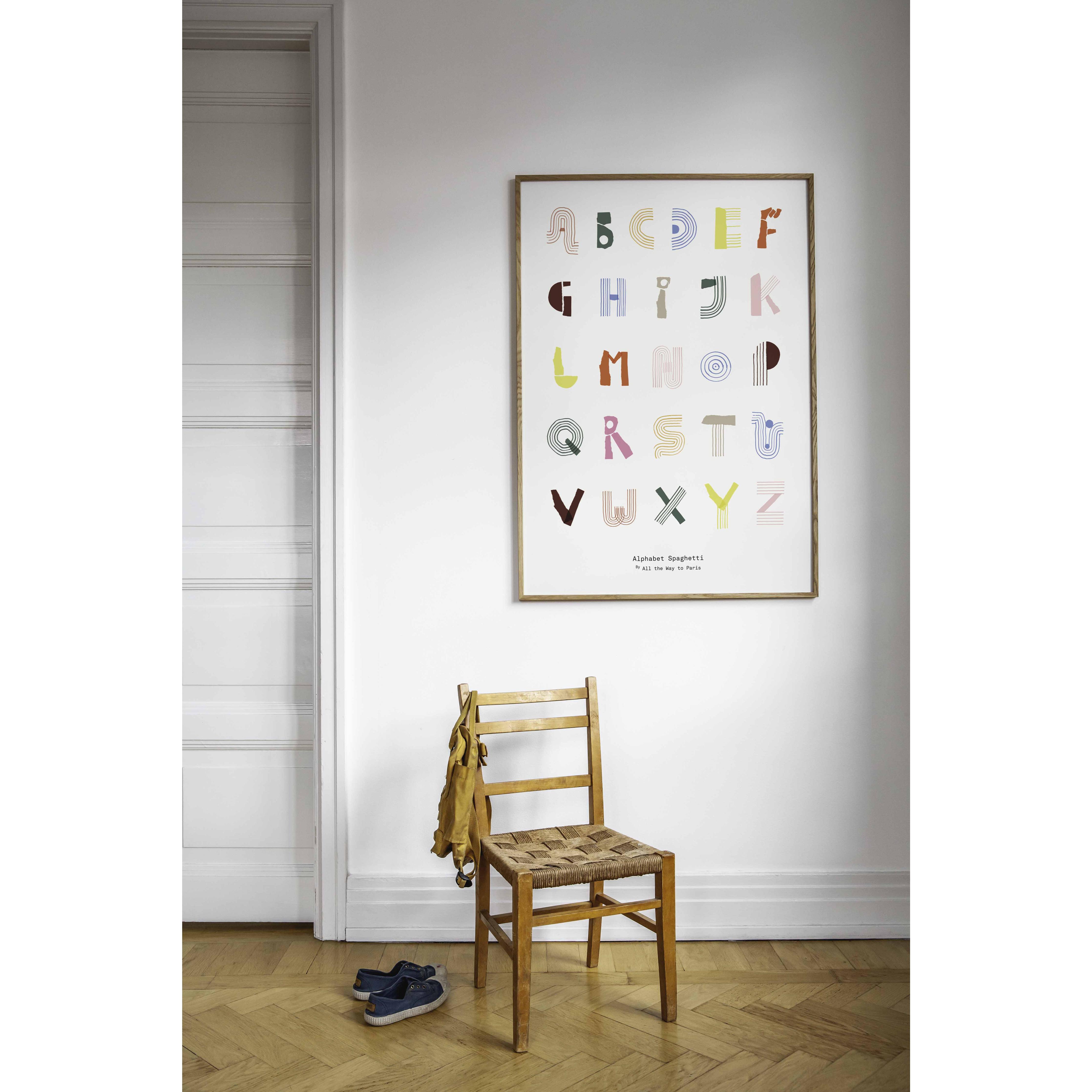 Papirkollektiv alfabetspaghetti Eng -plakat 70x100 cm, flerfarvet