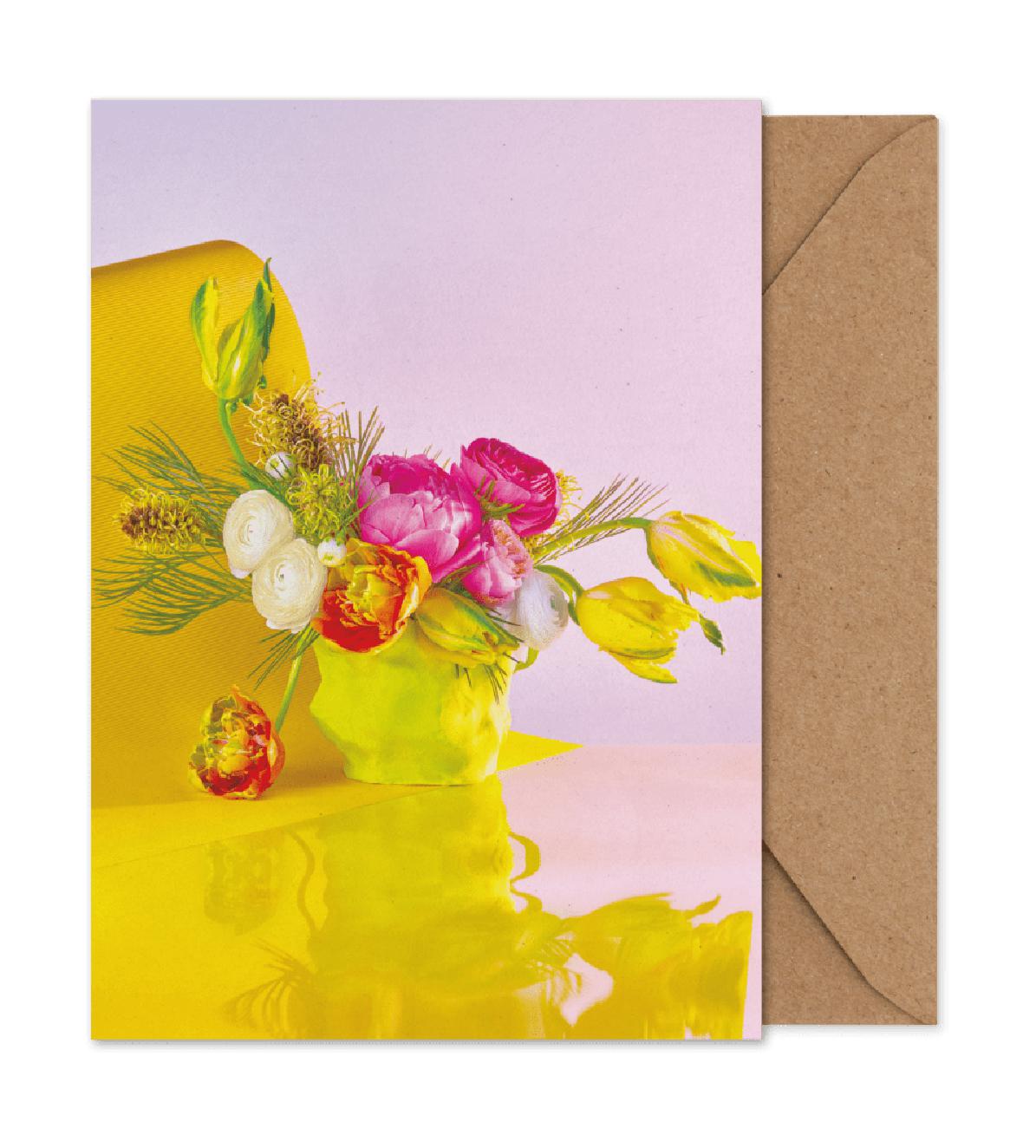 Papierkollektivblüte 03 Kunstkarte, Gelb
