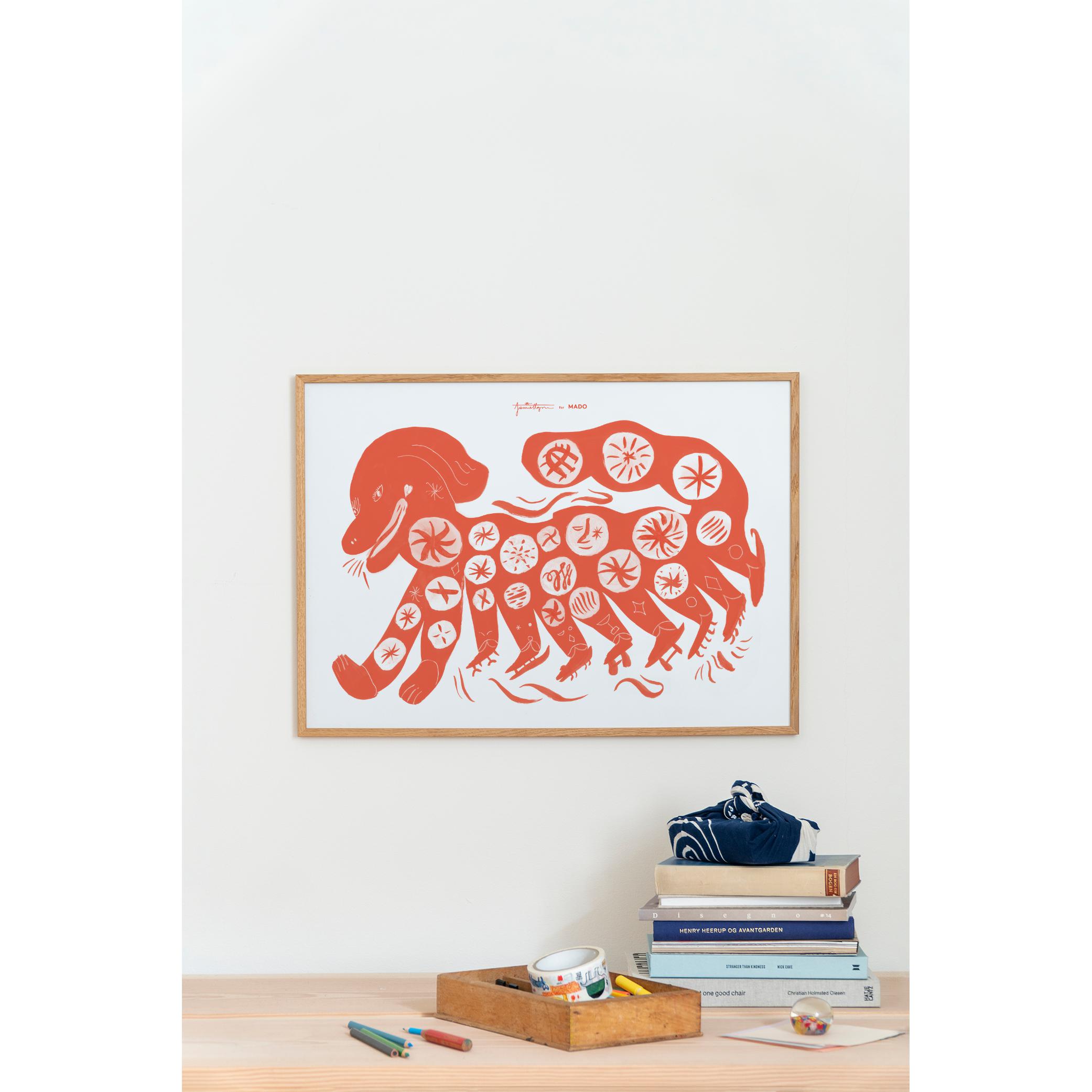 Affiche de chien chinois collectif de papier 50x70 cm, rouge