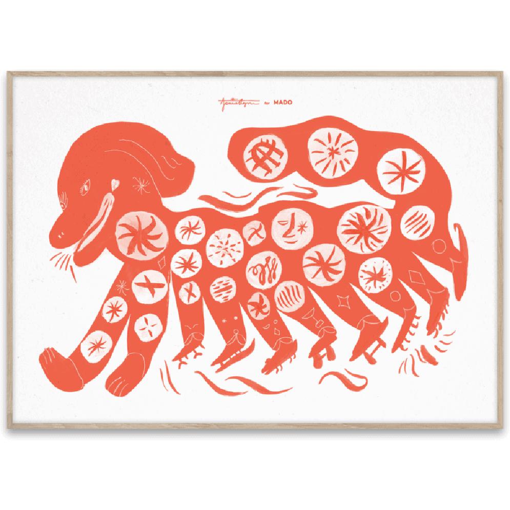 Affiche de chien chinois collectif de papier 50x70 cm, rouge