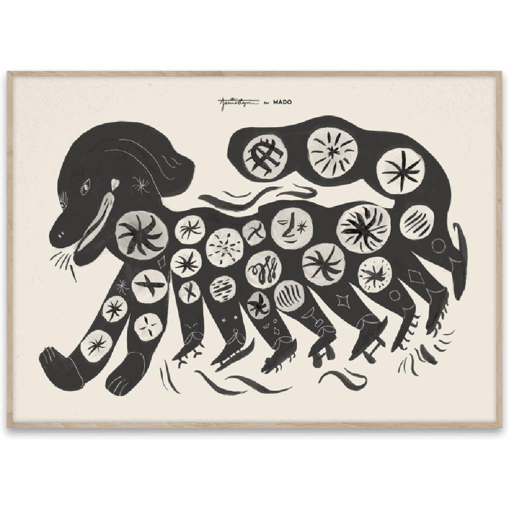 Affiche de chien chinois collectif de papier 50x70 cm, noir