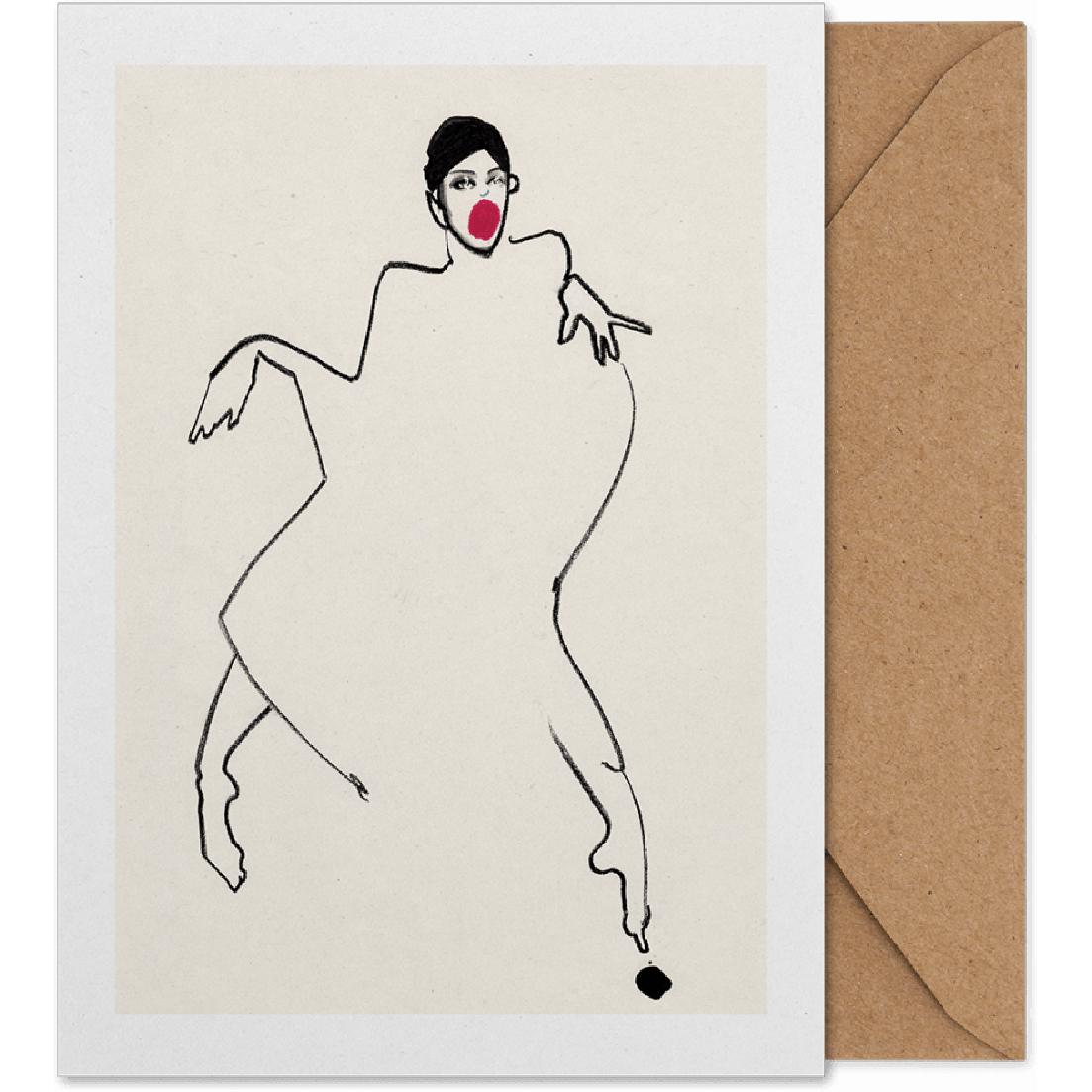 Dançarina coletiva de papel 02 cartão de arte