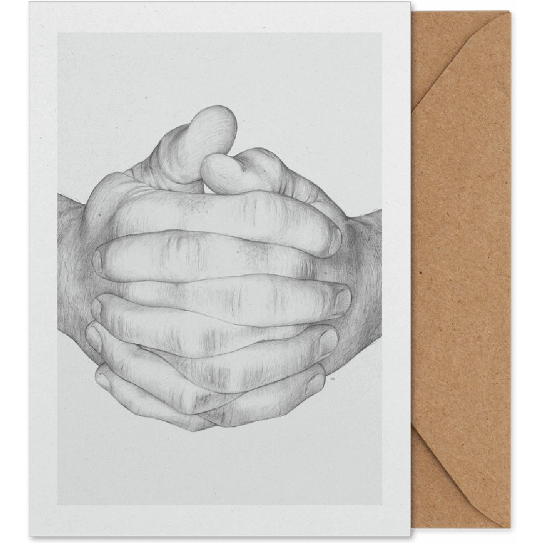 Papierkollektiv gefaltete Hände Kunstkarte