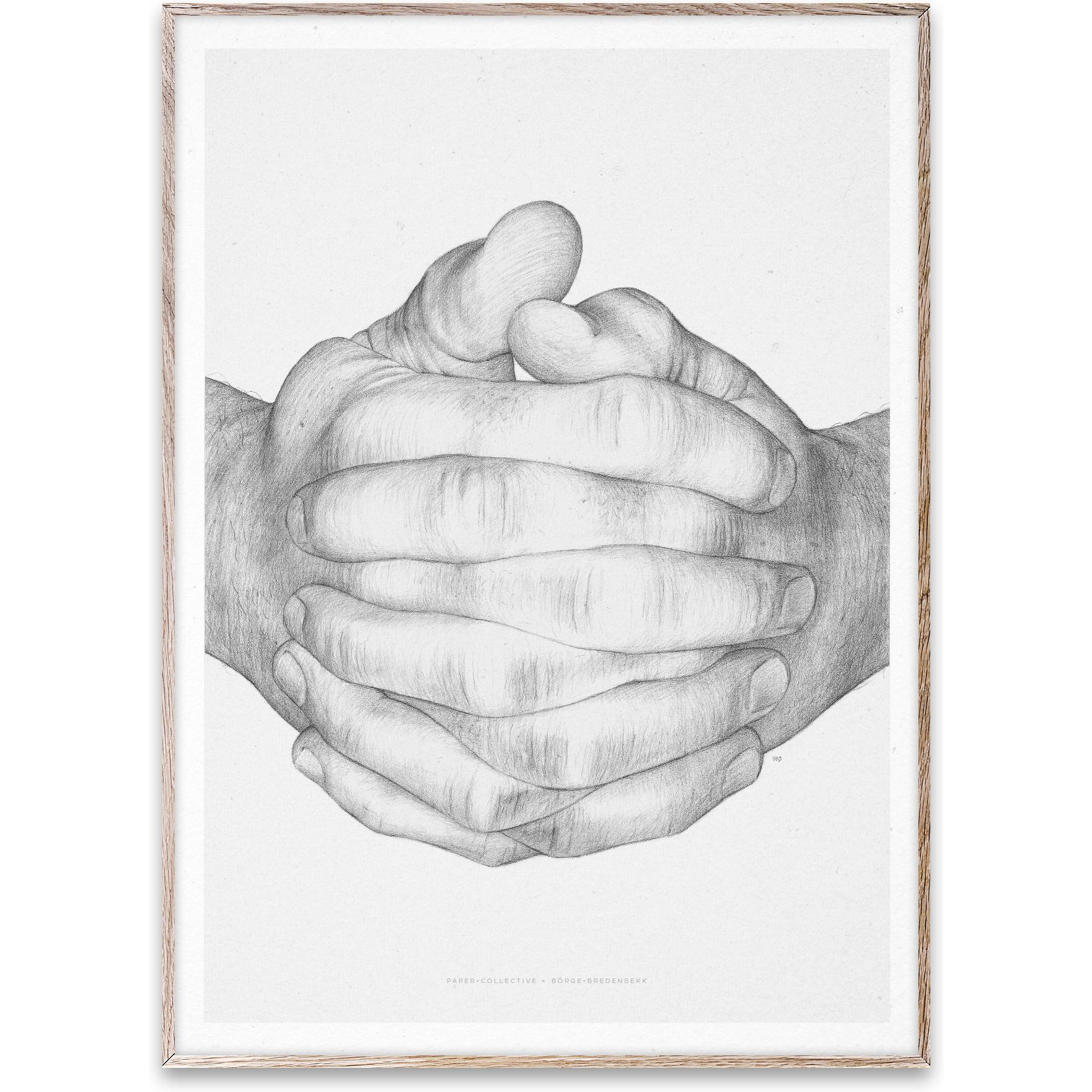Papirkollektiv foldede hænder plakat, 30x40 cm