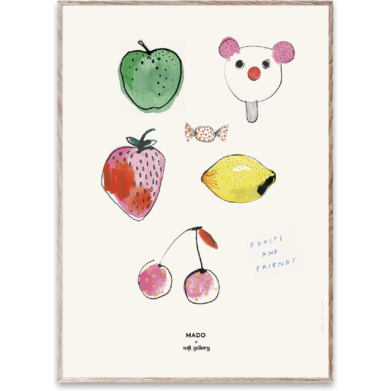 Cartel de frutas colectivas y amigos de papel, 50x70 cm