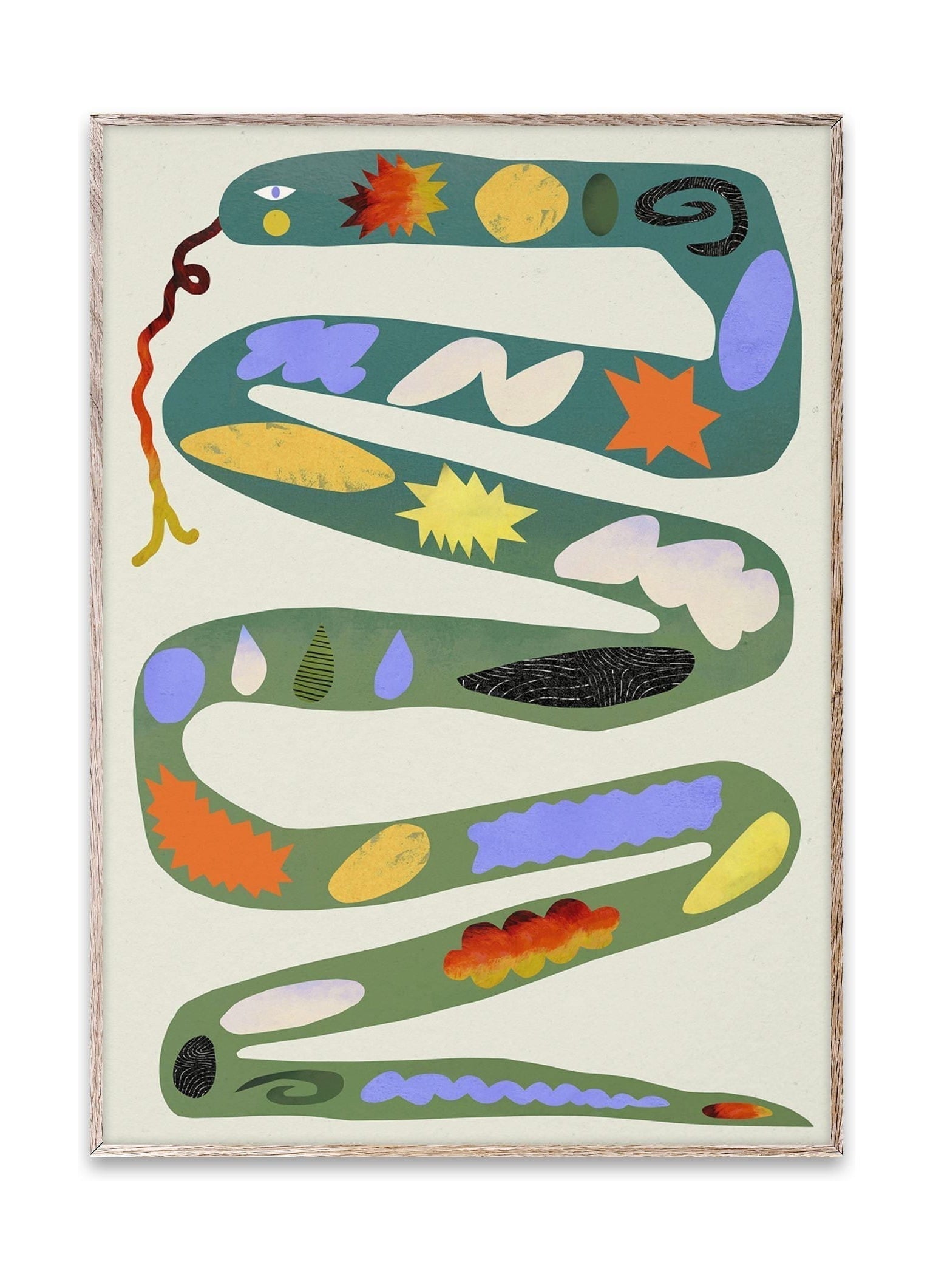 Papirkollektiv grøn slangeplakat, 30 x40 cm
