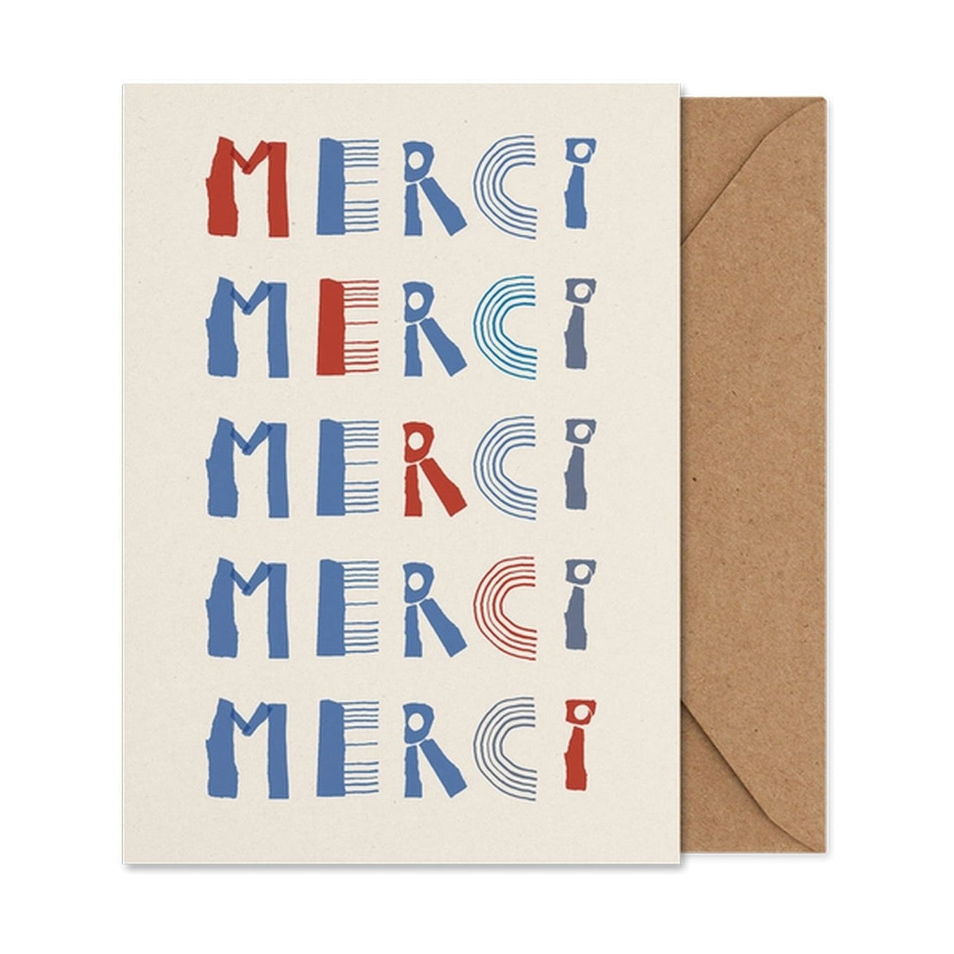 Affiche de carte d'art collective de papier Merci, A5