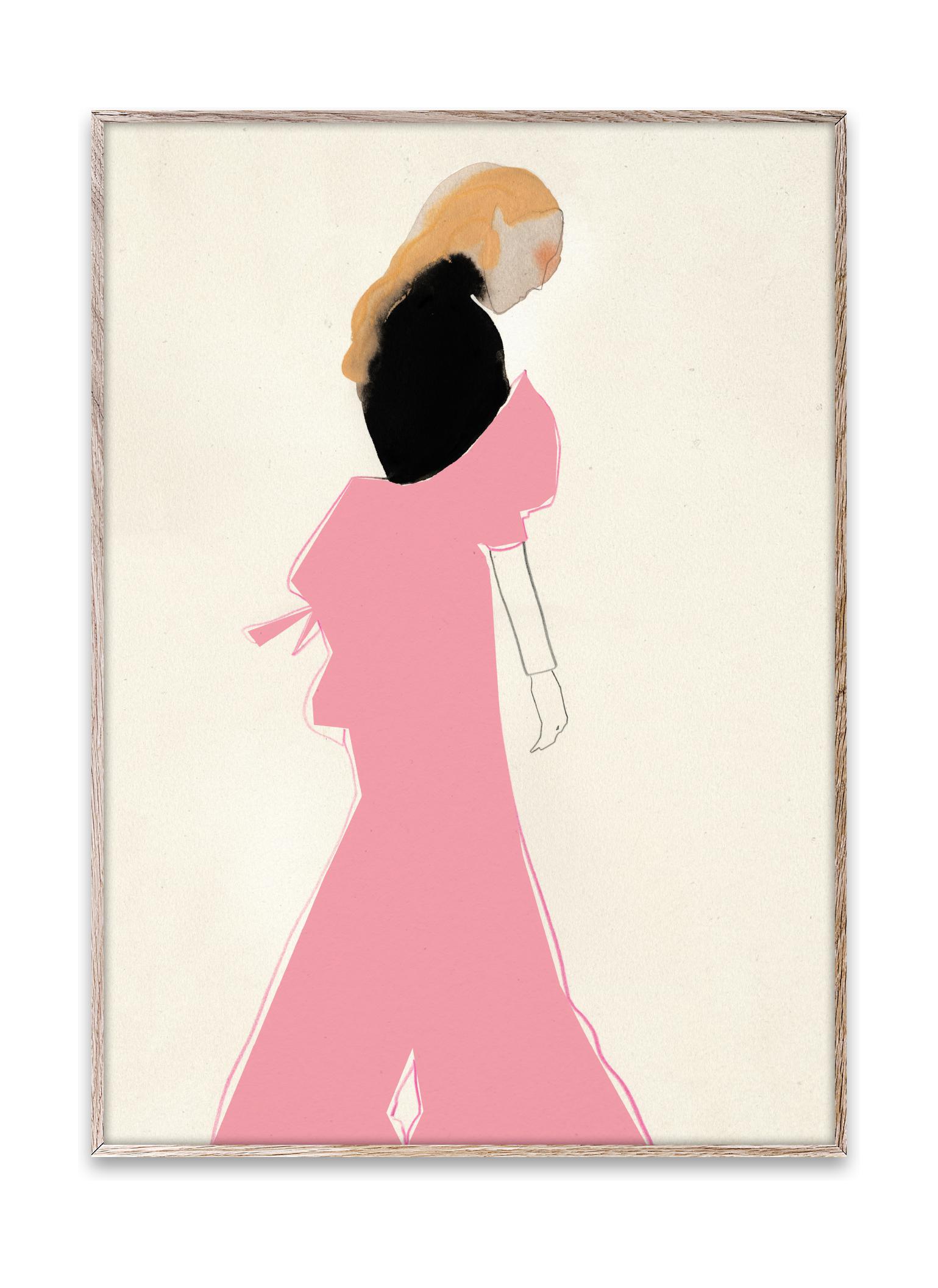 Affiche de robe rose collective en papier, 30x40 cm