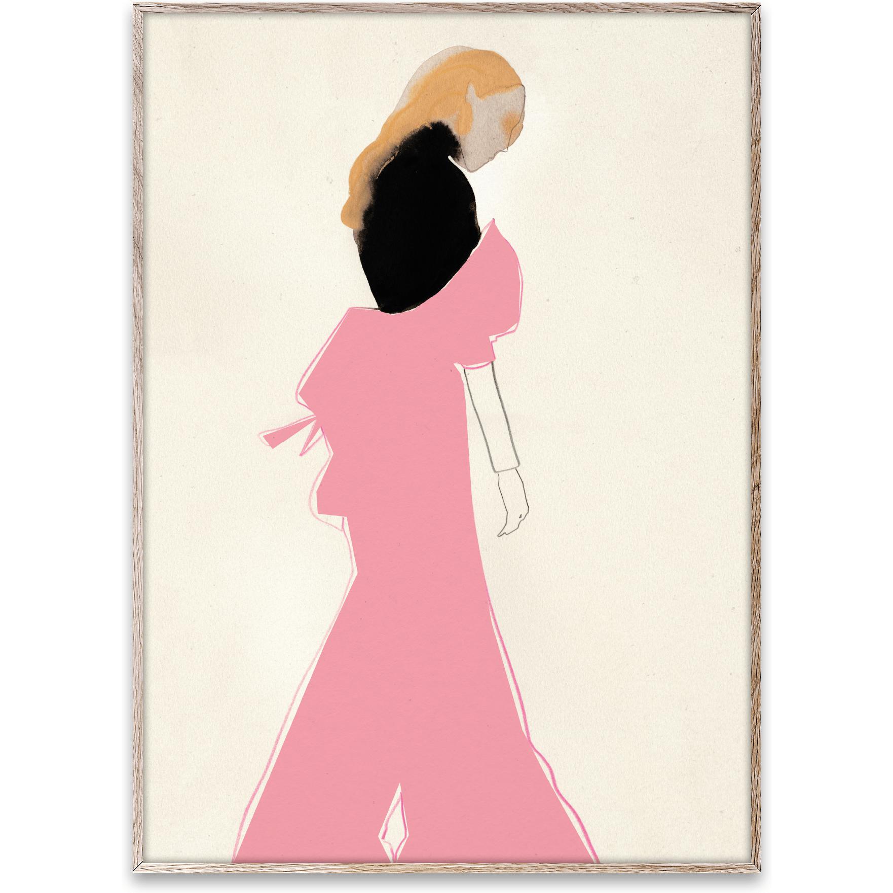 Affiche de robe rose collective en papier, 50x70 cm