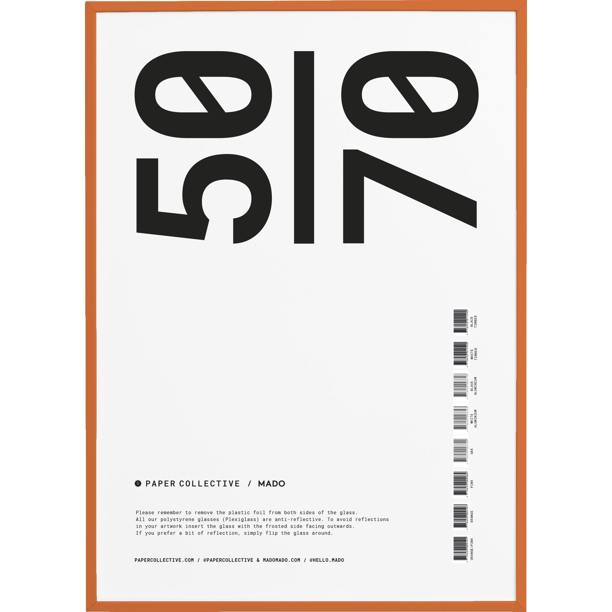 Papirkollektiv ramme eg med akrylglas 50x70 cm, orange