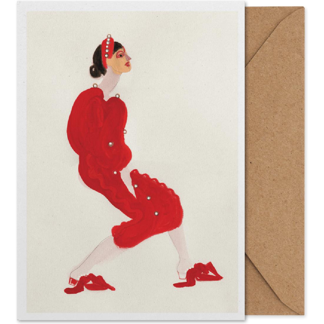 Papirkollektiv rød med Pearls Art Card
