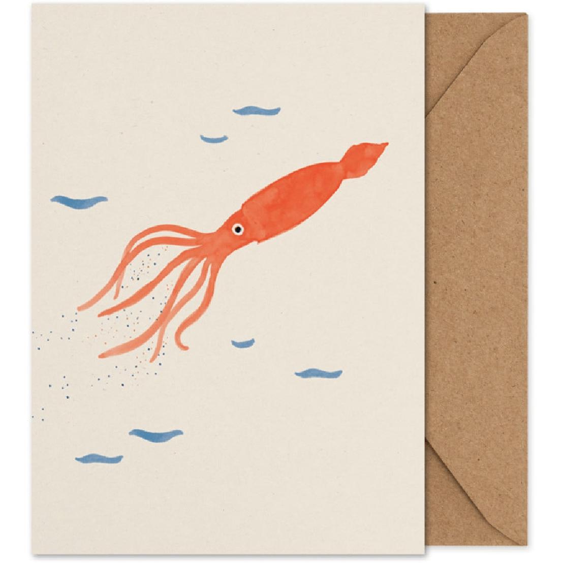 Papirkollektiv sid det blæksprutte foldede kort