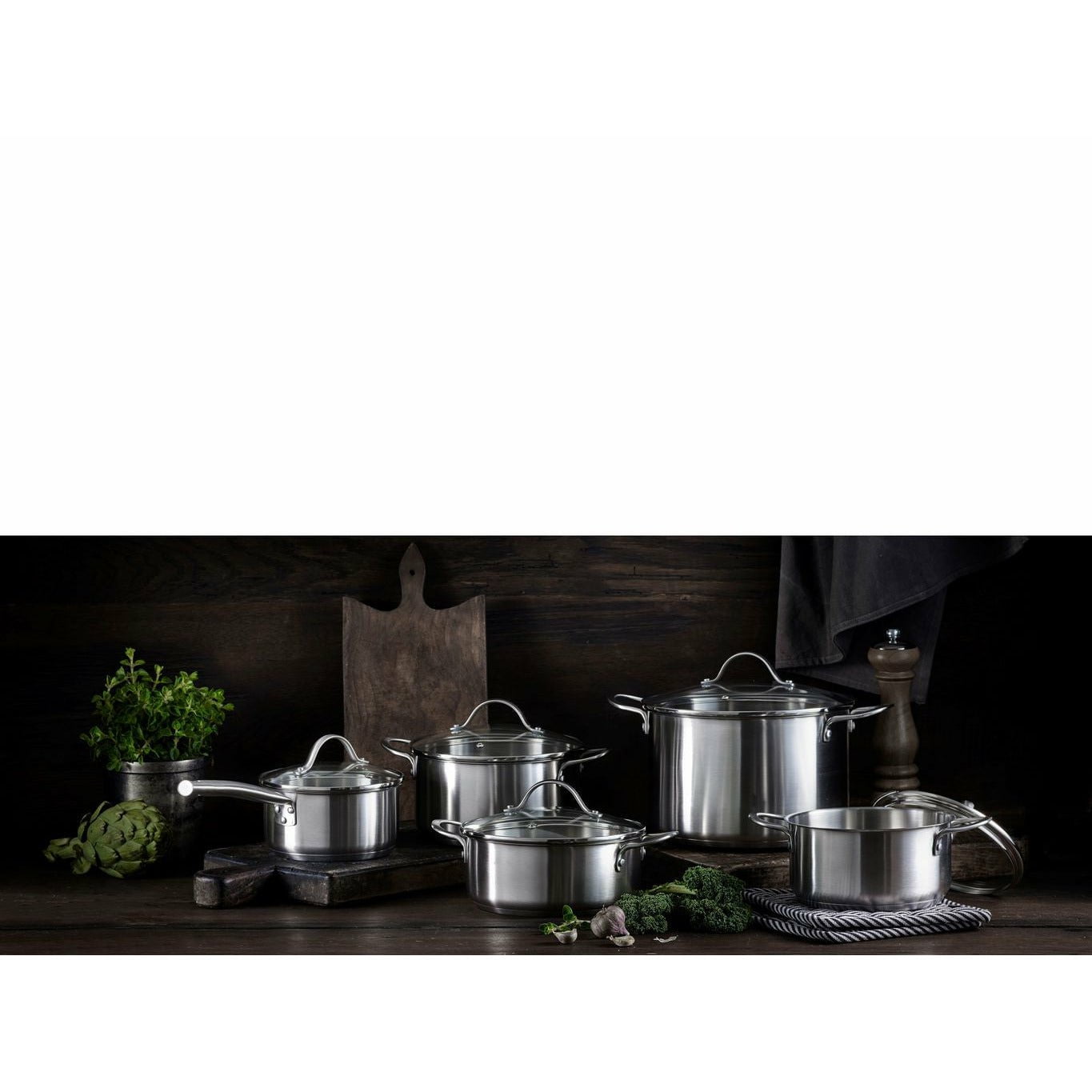 Pillivuyt Gourmet Loire Pot Set mit Glasdeckel 8 PCs