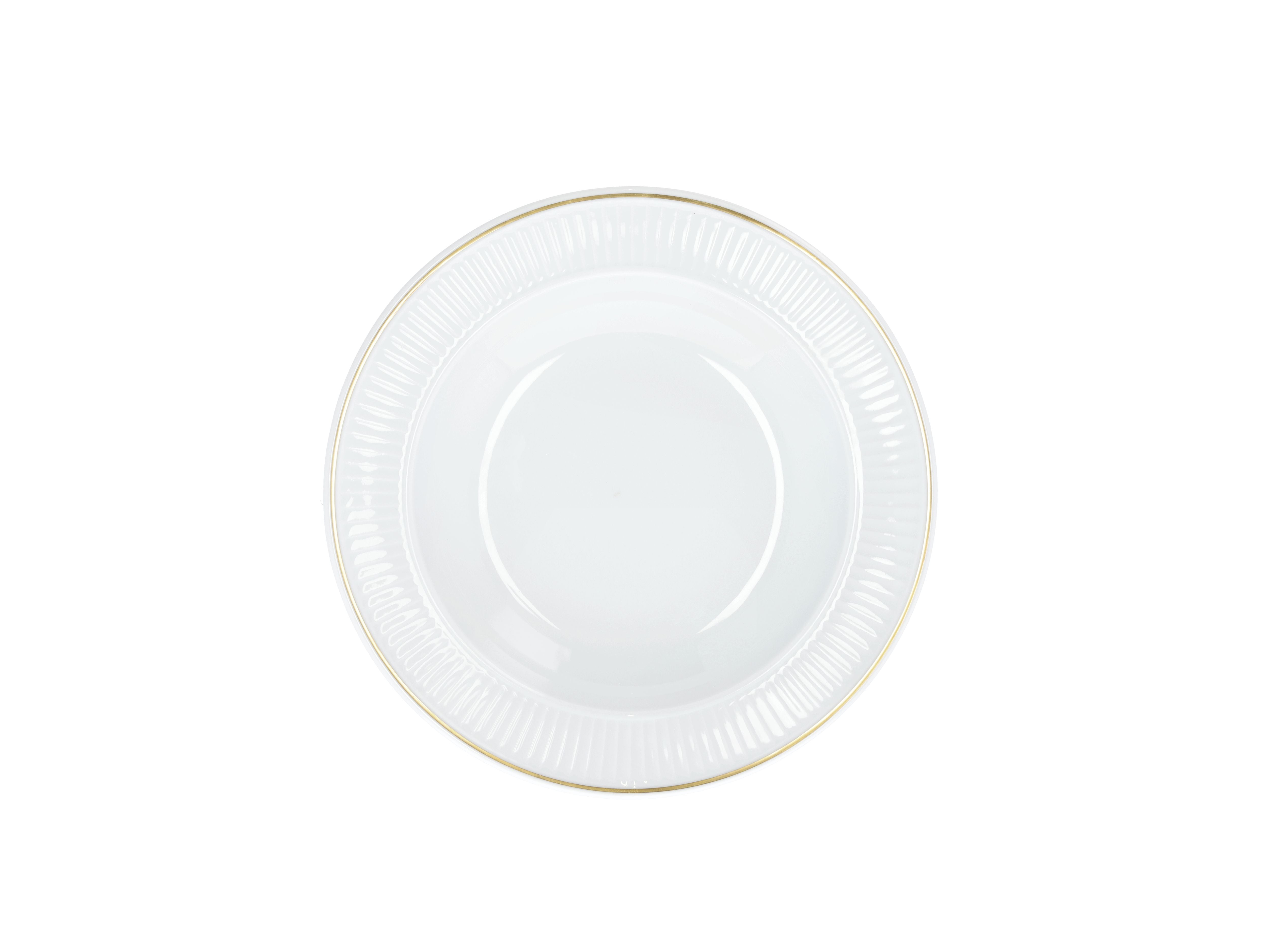 Pillivuyt Plissé Deep Plate White/Matt Gold, Ø22 cm