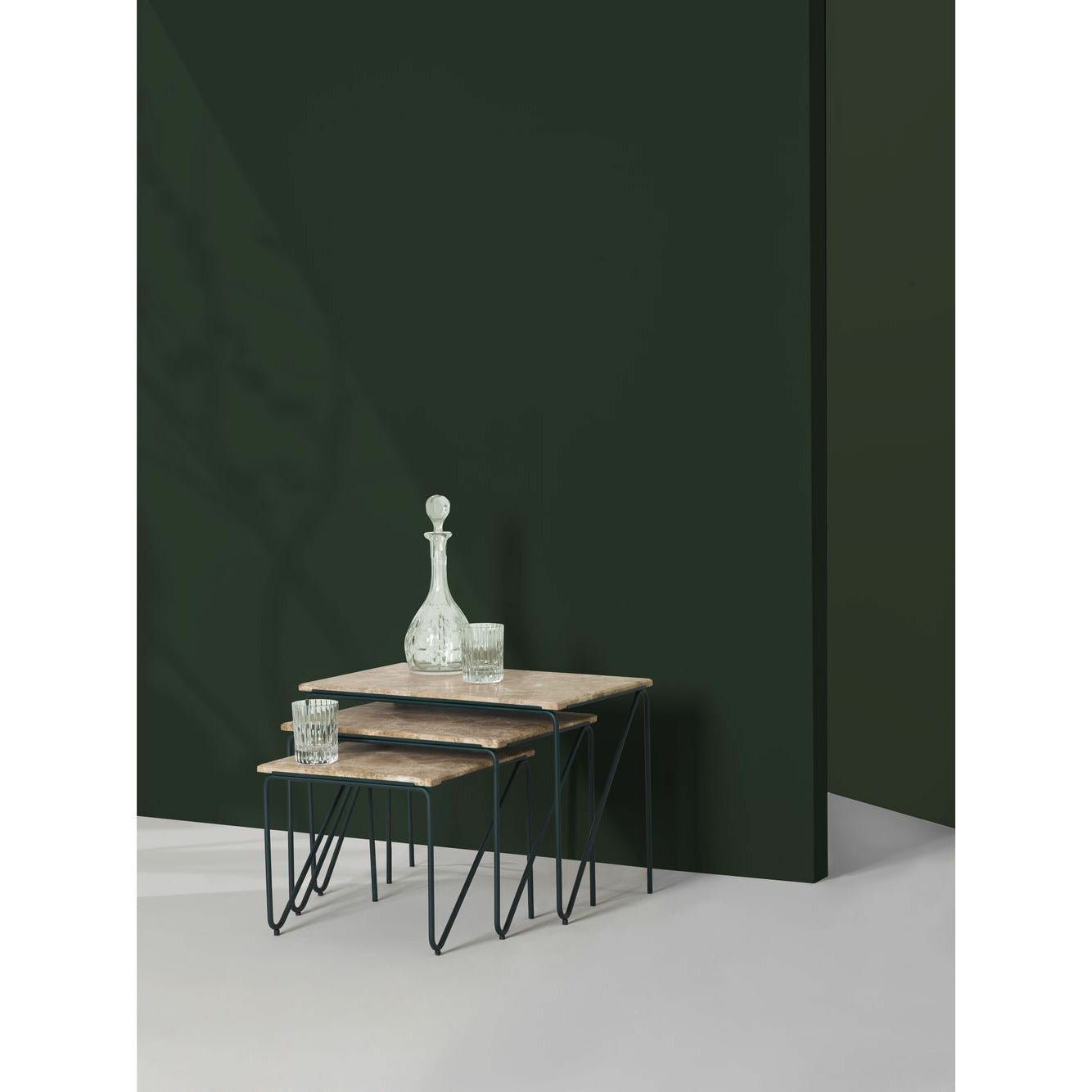 Vent venligst med at sidde Triyptych Table Steel and Marble, Brown