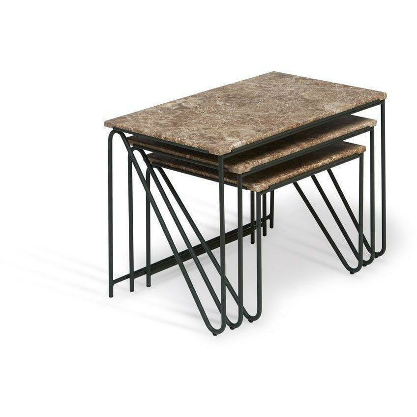 Espere para estar sentado Triyptych Table Steel and Marble, Brown