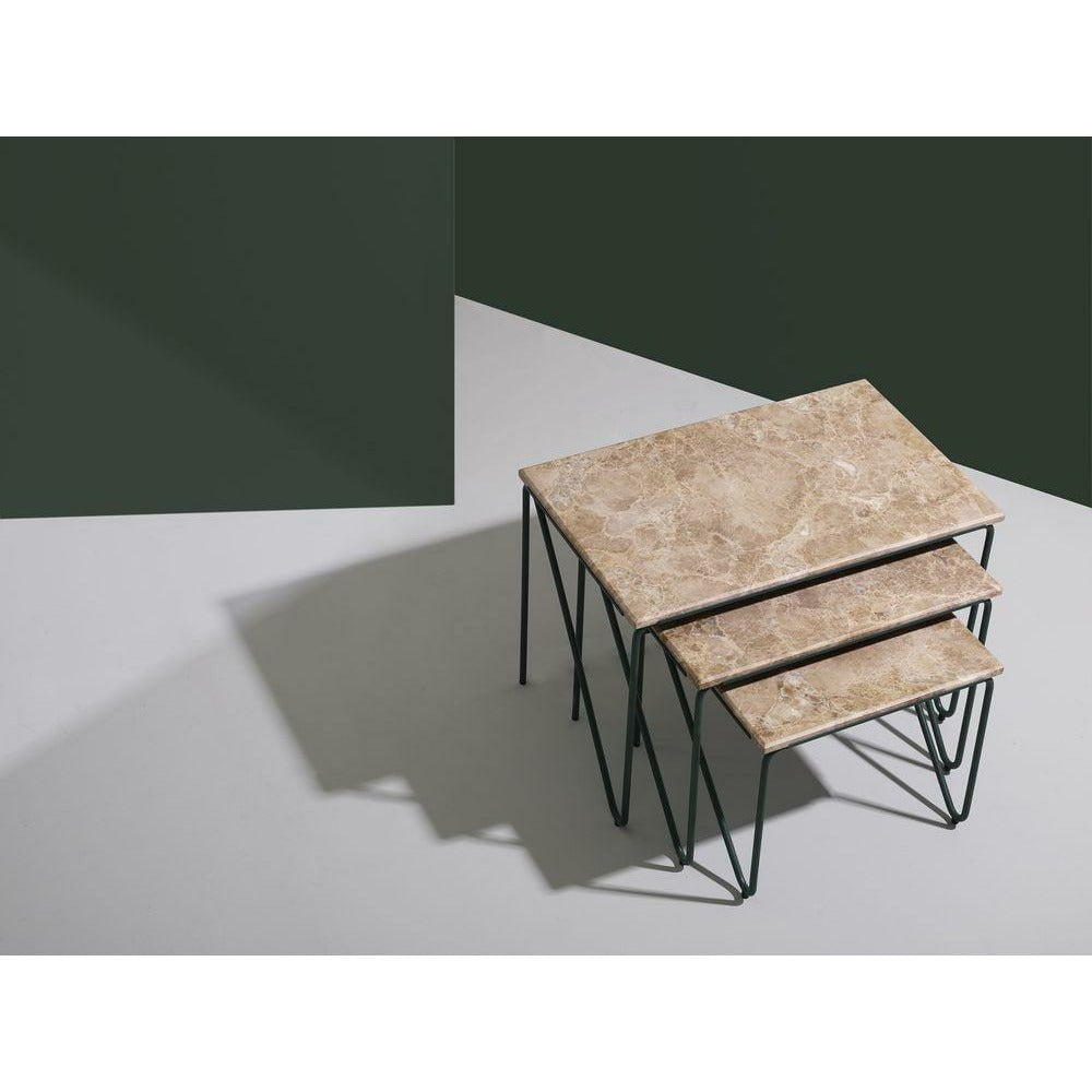 Espere para estar sentado Triyptych Table Steel and Marble, Brown