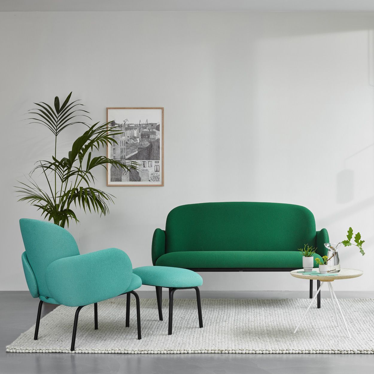 Puik dost sofa stål, mørkegrøn