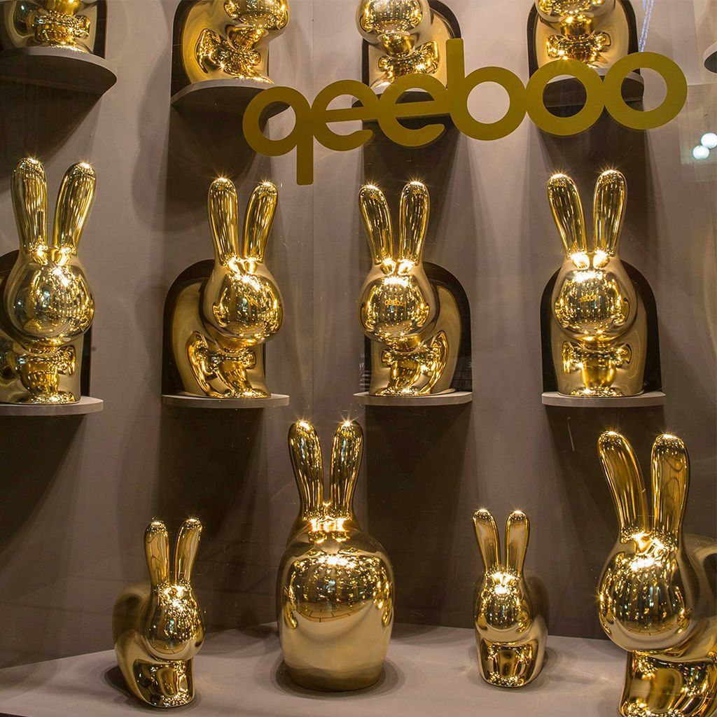 Qeeboo baby bunny stol metal finish, guld