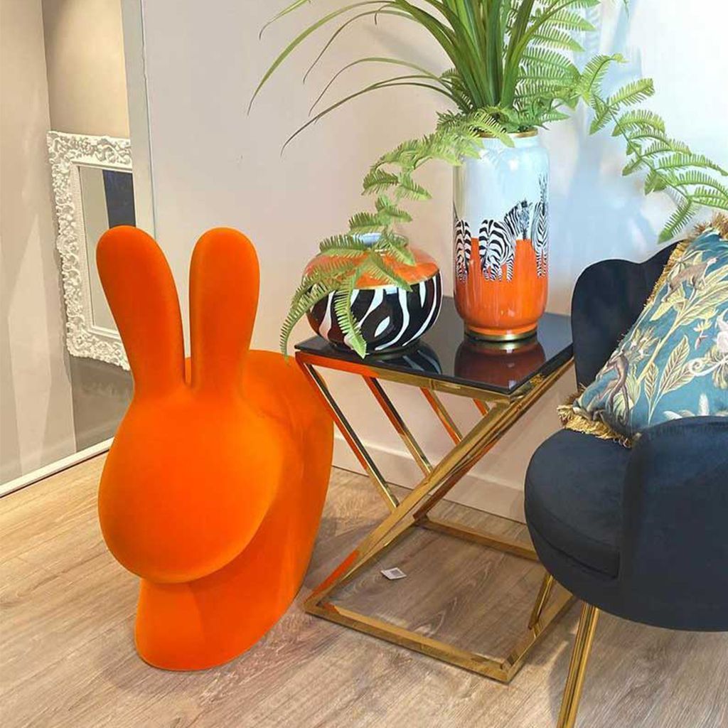 Qeeboo Baby Bunny Chair Velvet Finish, Turquoise